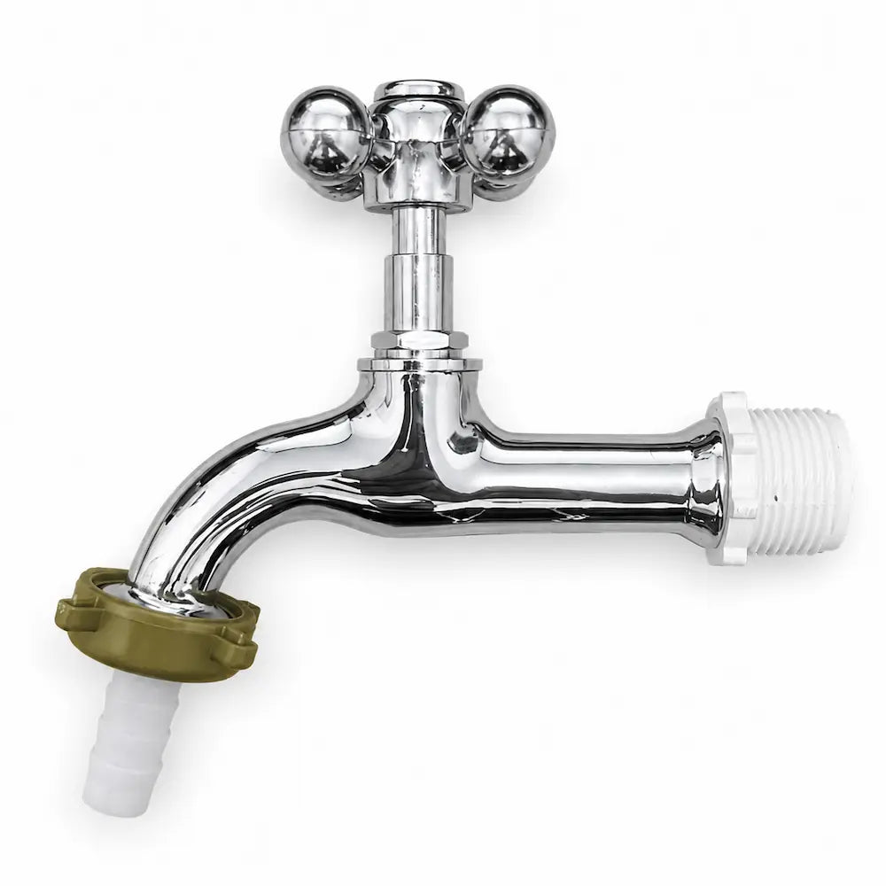 Torneira Jardim Longa C23 1/2 Alfa Metal Cromado com Volante Plástico Cod. 1130