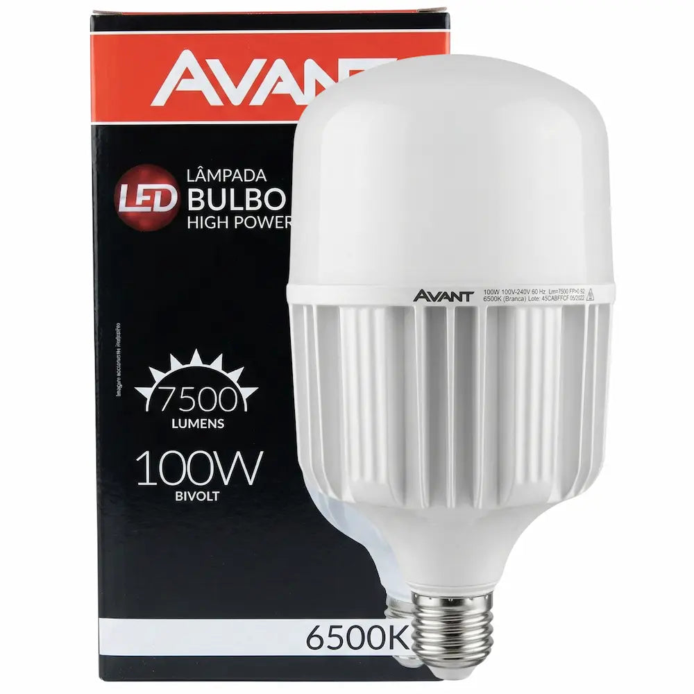 Lâmpada LED Bulbo Avant 100W E27 6500K Luz Branca Alta Potência 7500 Lumens Bivolt