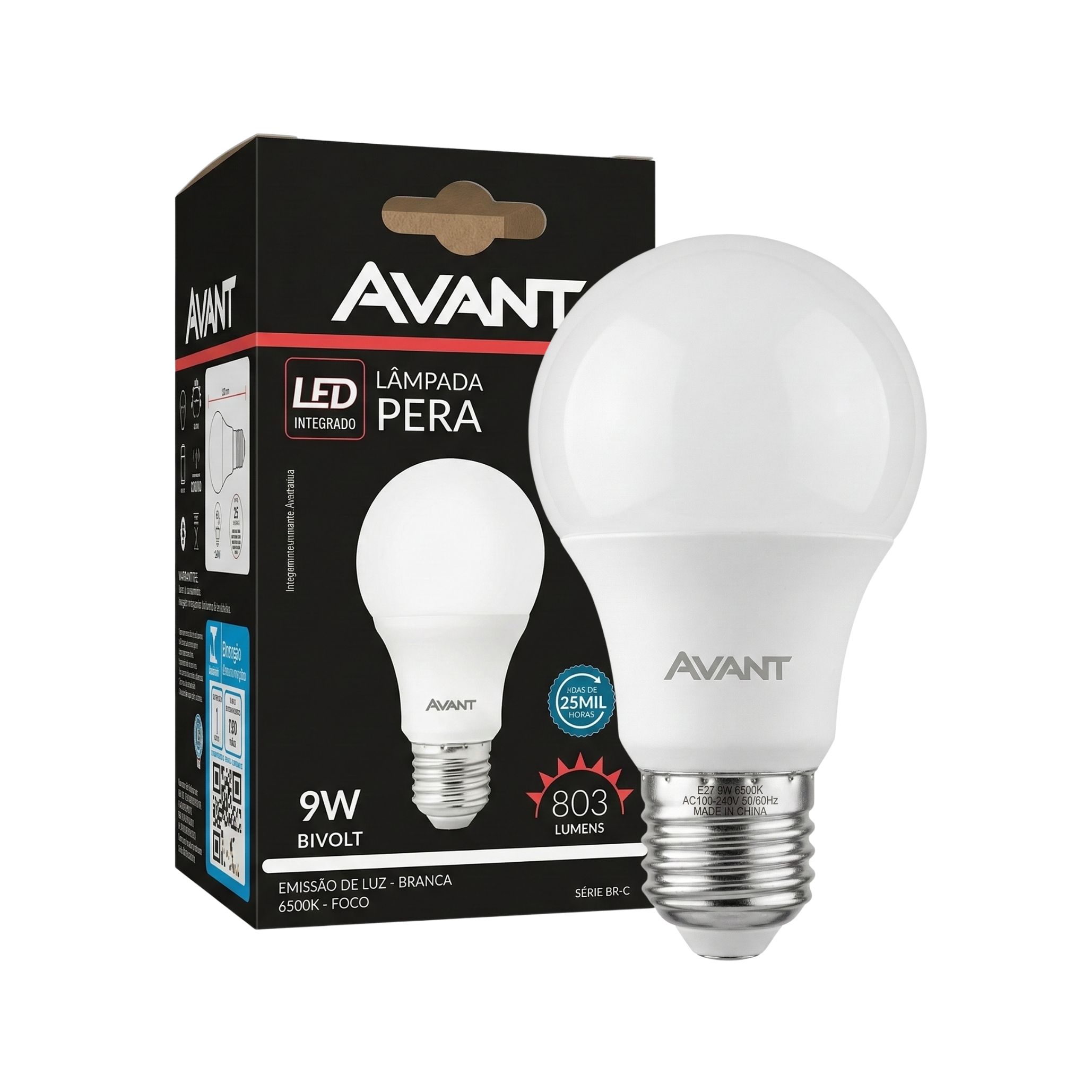 Kit Lâmpadas LED Bulbo Avant 9W E27 Bivolt 6500K Luz Branca Fria – Alta Eficiência e Economia