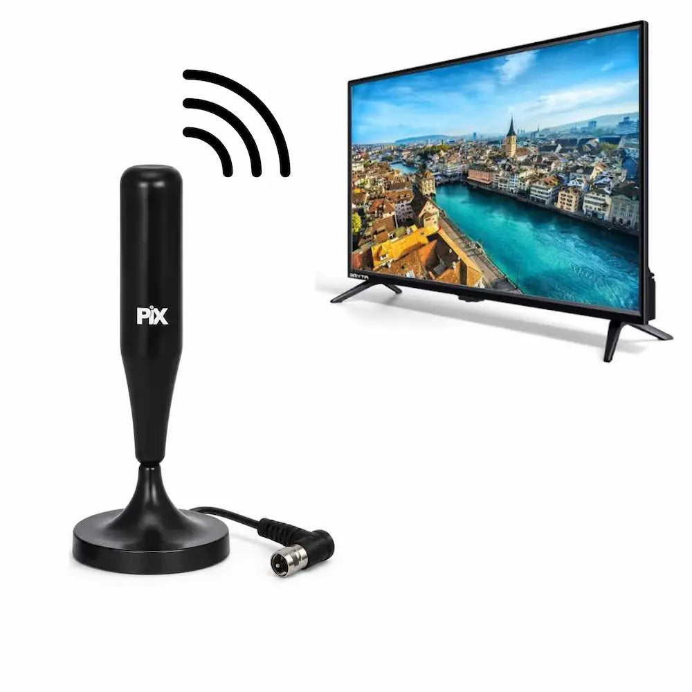 Antena Digital Interna PIX 9506 com Imã Cabo 1,80m HDTV UHF VHF