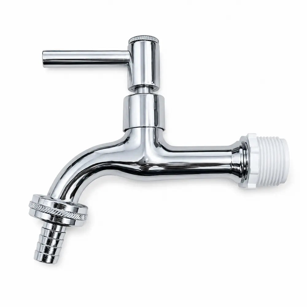 Torneira Jardim Longa C61 1/2 Alfa Metal Cromado 1/4 Volta com Bico Metálico