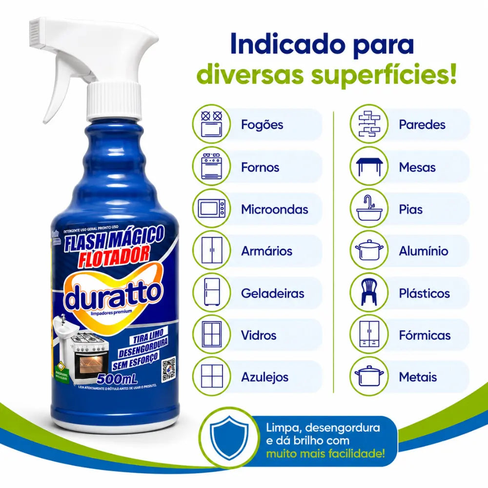 Limpa Tudo Flash Mágico Flotador Duratto 500ml Desengordurante Multiuso