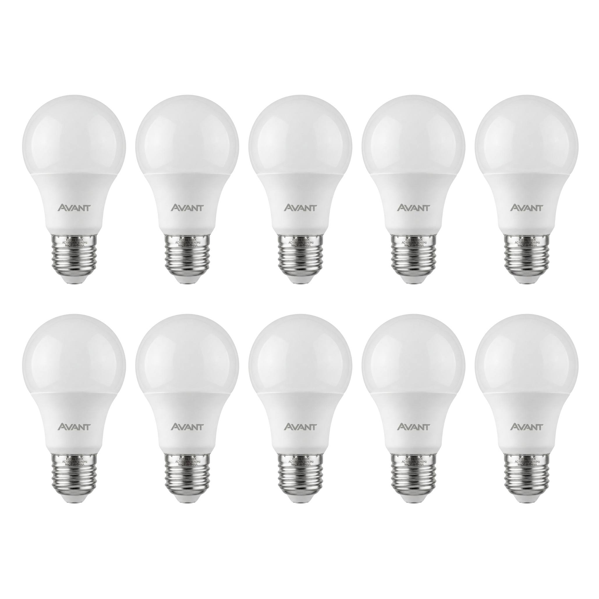 Kit Lâmpadas LED Bulbo Avant 9W E27 Bivolt 6500K Luz Branca Fria – Alta Eficiência e Economia