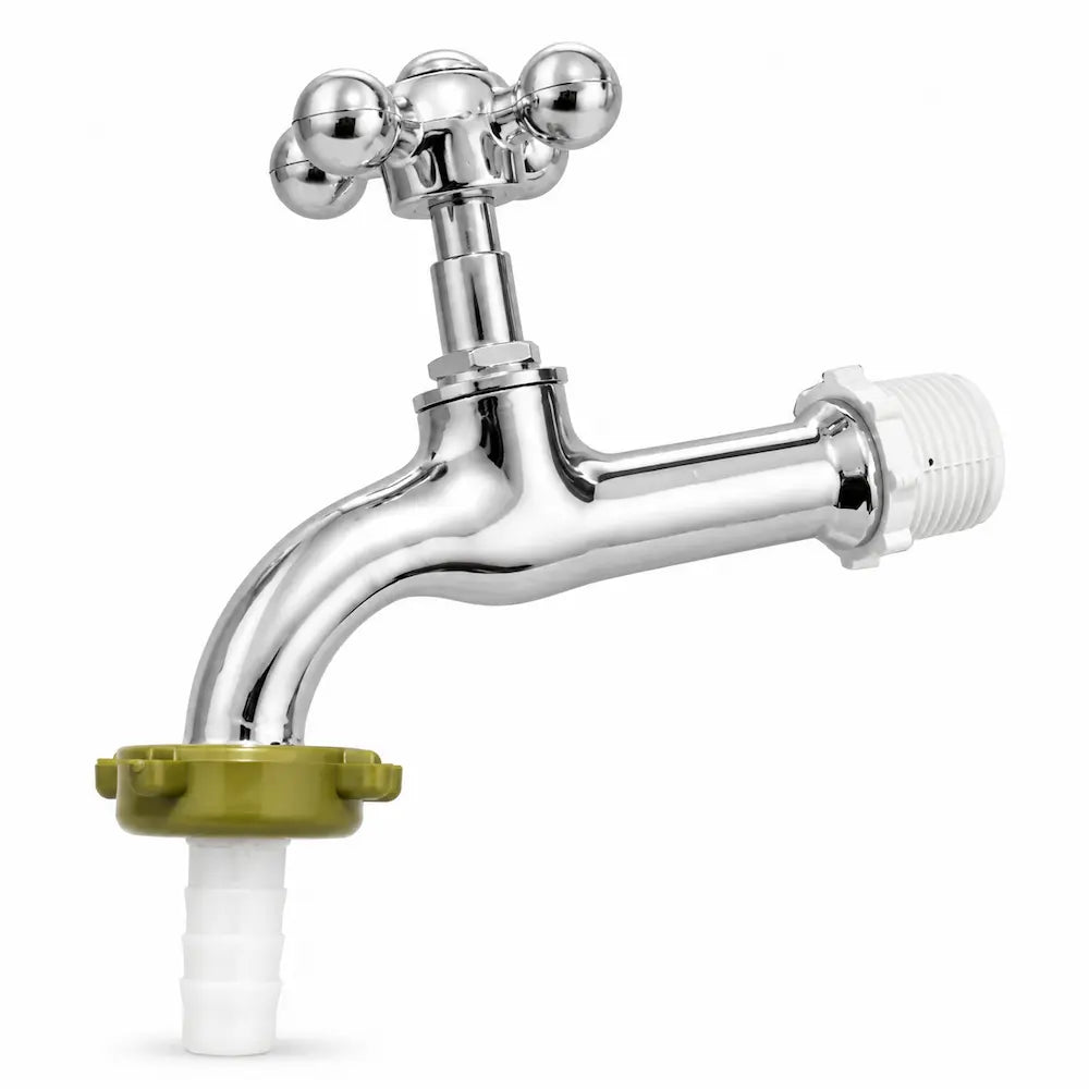 Torneira Jardim Longa C23 1/2 Alfa Metal Cromado com Volante Plástico Cod. 1130