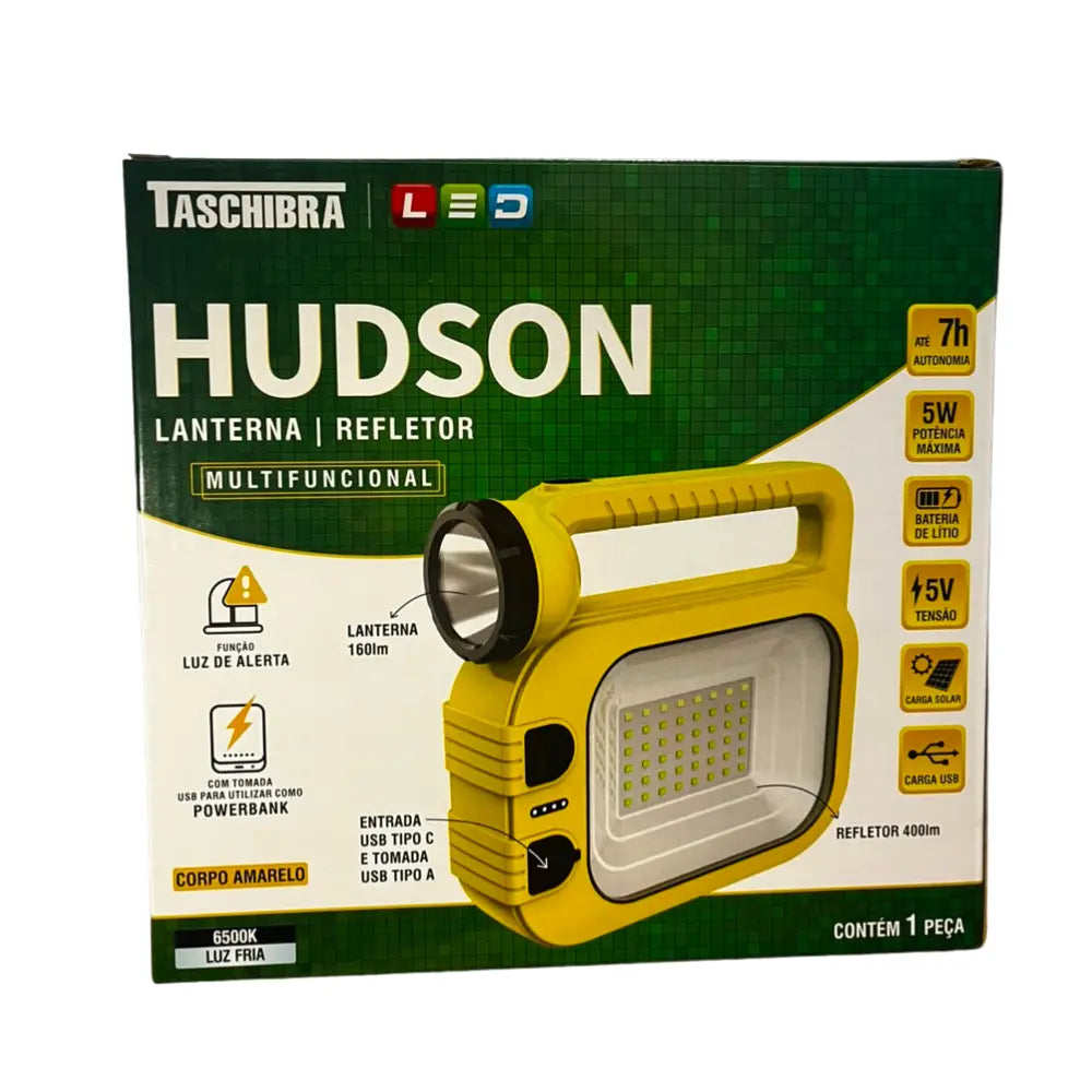 Lanterna LED Taschibra Hudson Solar Recarregável 5W com Refletor e Powerbank