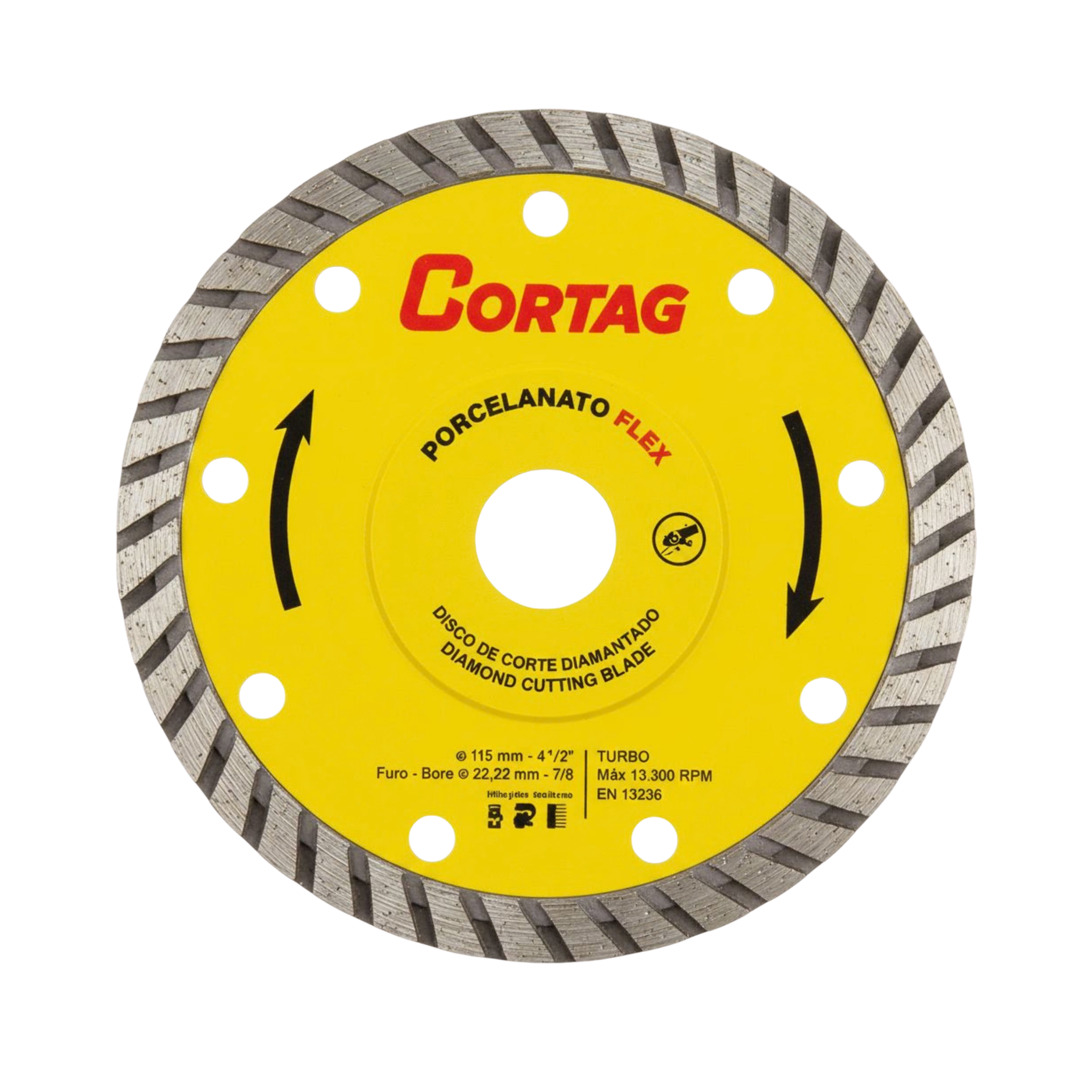 Disco de Corte Diamantado Turbo Cortag Porcelanato – 110mm – Furo 22,22mm
