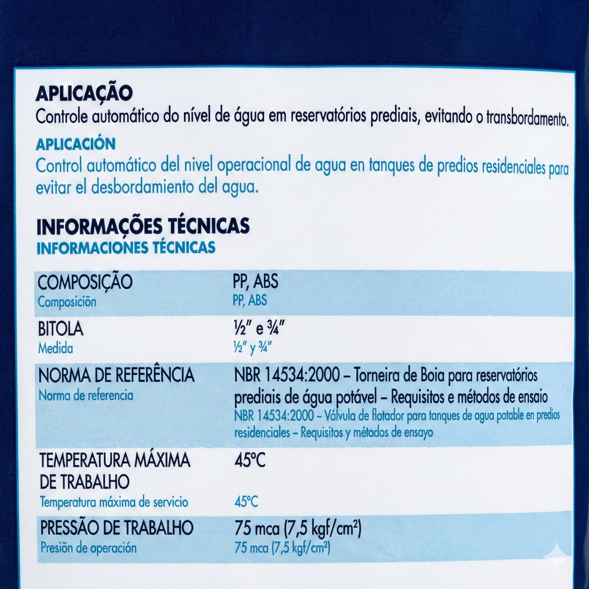 Torneira de Bóia para Caixa de Água Fortlev 2 em 1 (1/2" e 3/4") - Haste em ABS com Catraca Regulável