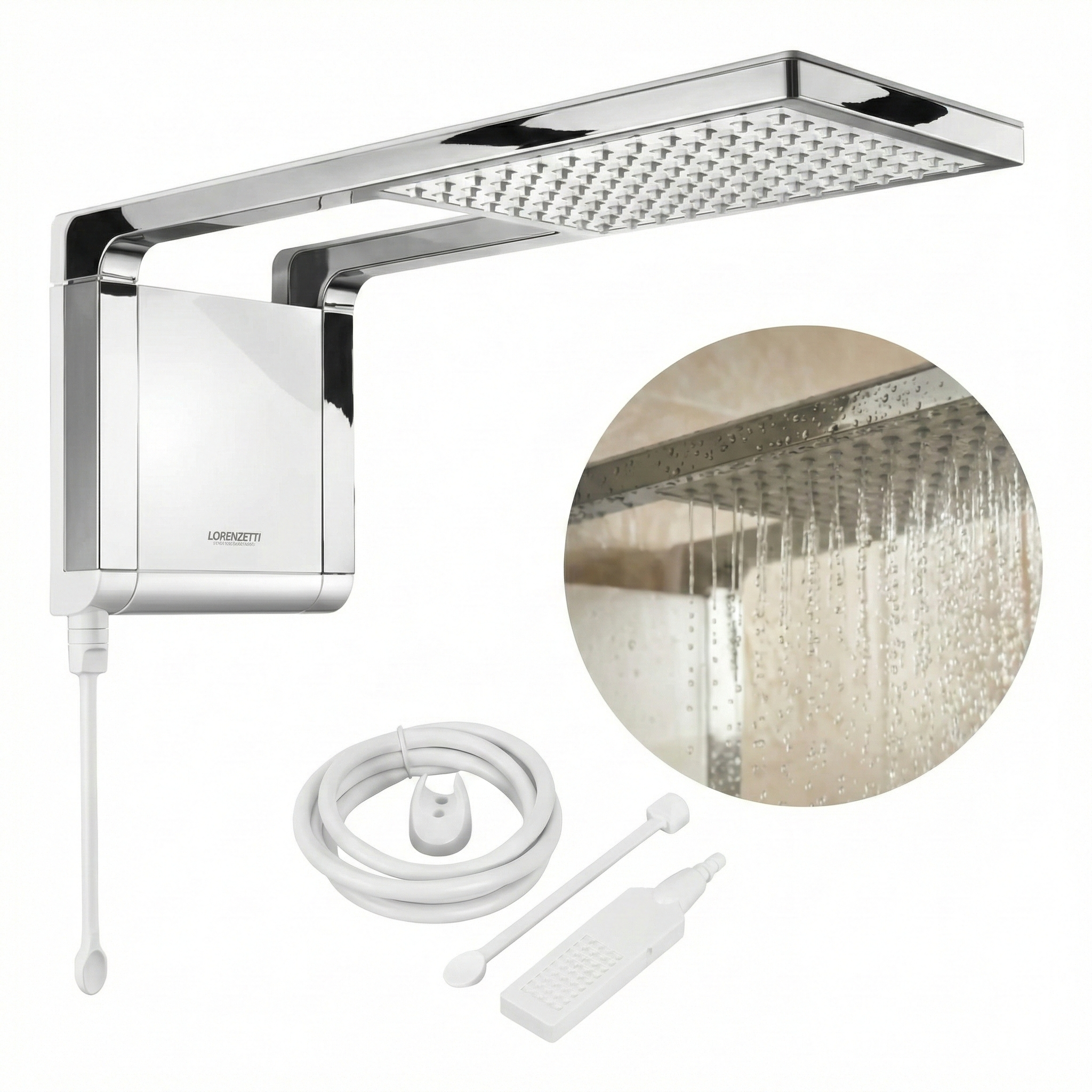Ducha Lorenzetti Acqua Storm Ultra Eletrônica Branca - Design Ultrafino - Tecnologia Press Plus