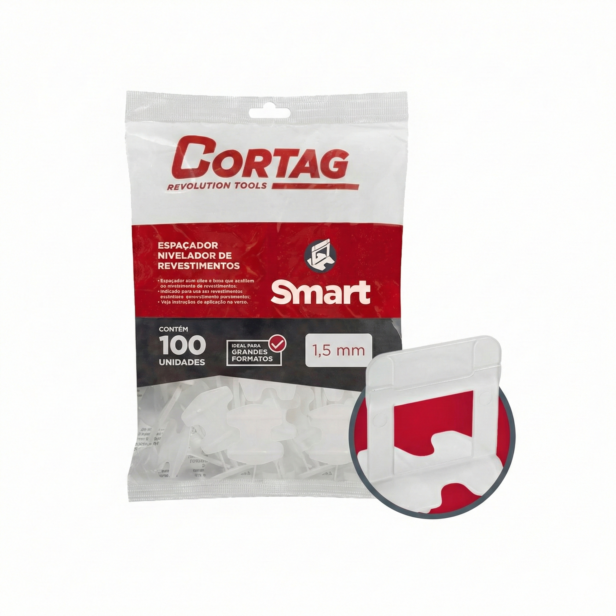Espaçador Nivelador Smart Cortag Revolution Tools - Sistema Profissional 100 Unidades - 1,5mm ou 2mm