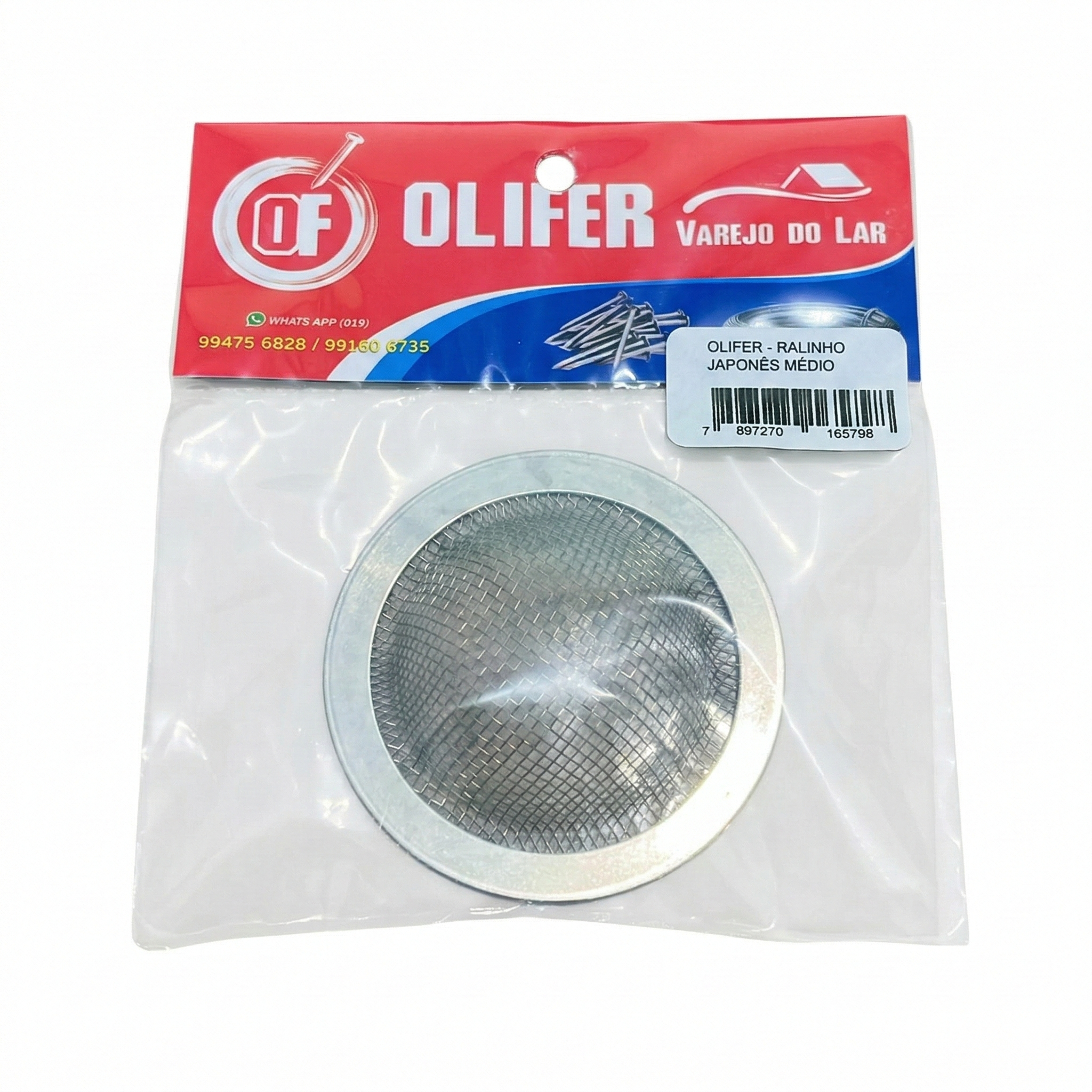 Ralo de Pia Olifer em Aço Inox 9 cm - Filtro Coletor de Resíduos Anti-Entupimento