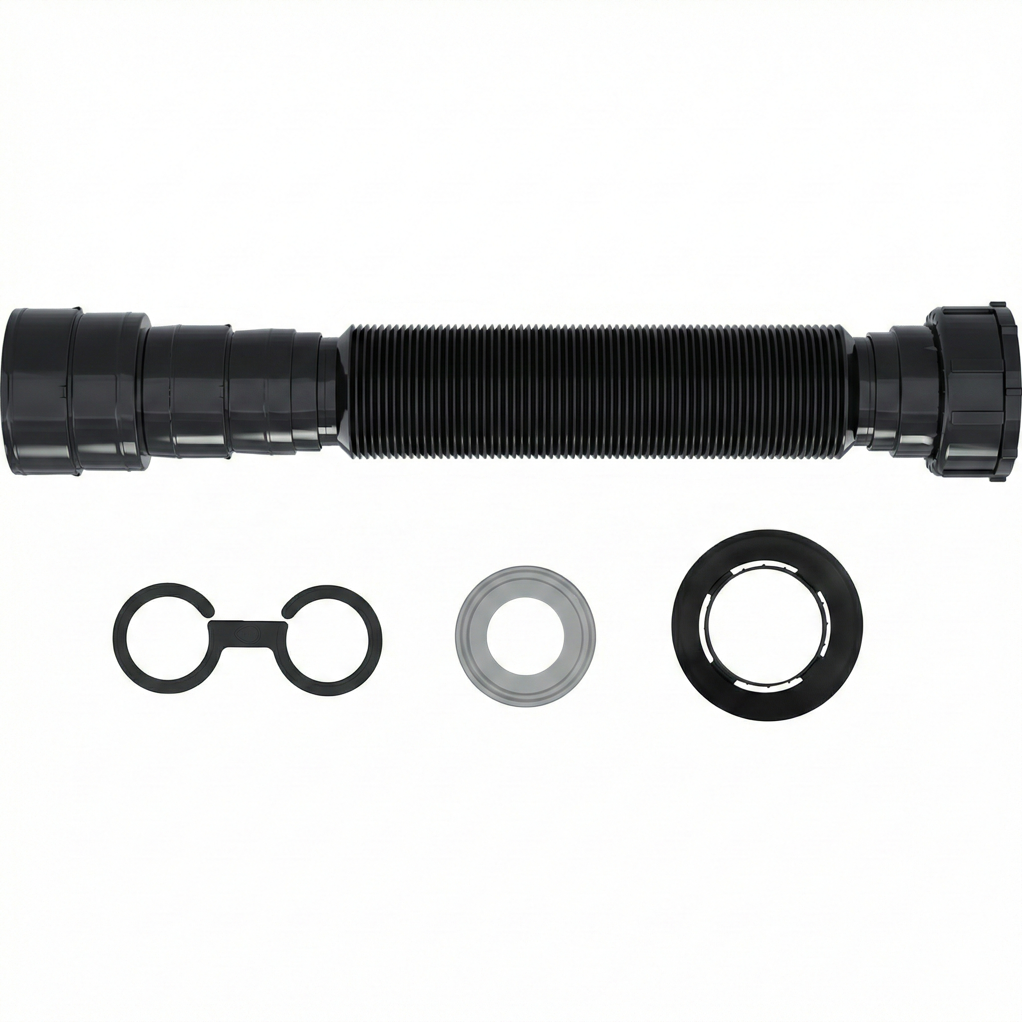 Sifão Sanfonado Universal Preto (Black) com Canopla 70cm - Blukit