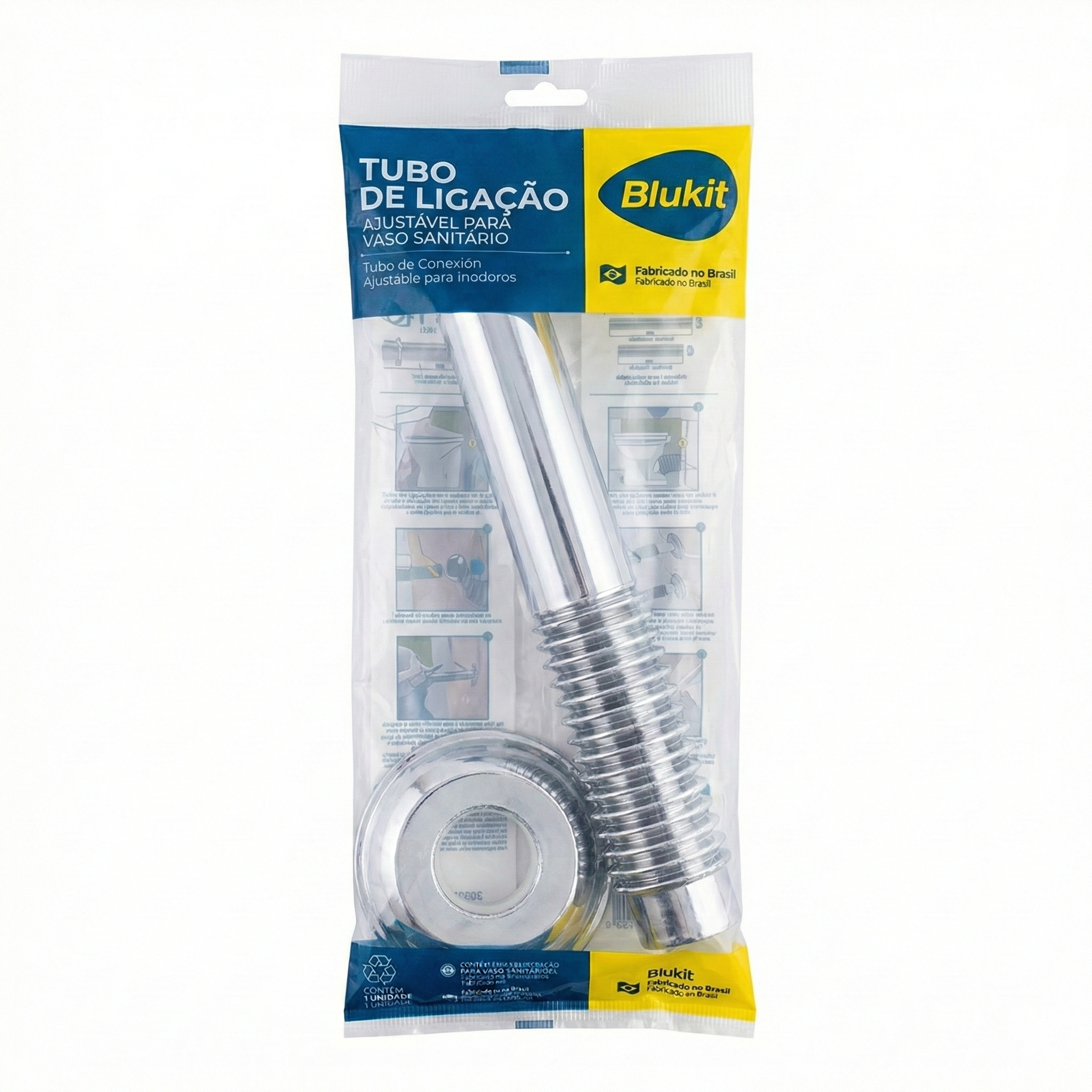 Tubo de Ligação Ajustável Sanfonado para Vaso Sanitário 26cm Blukit