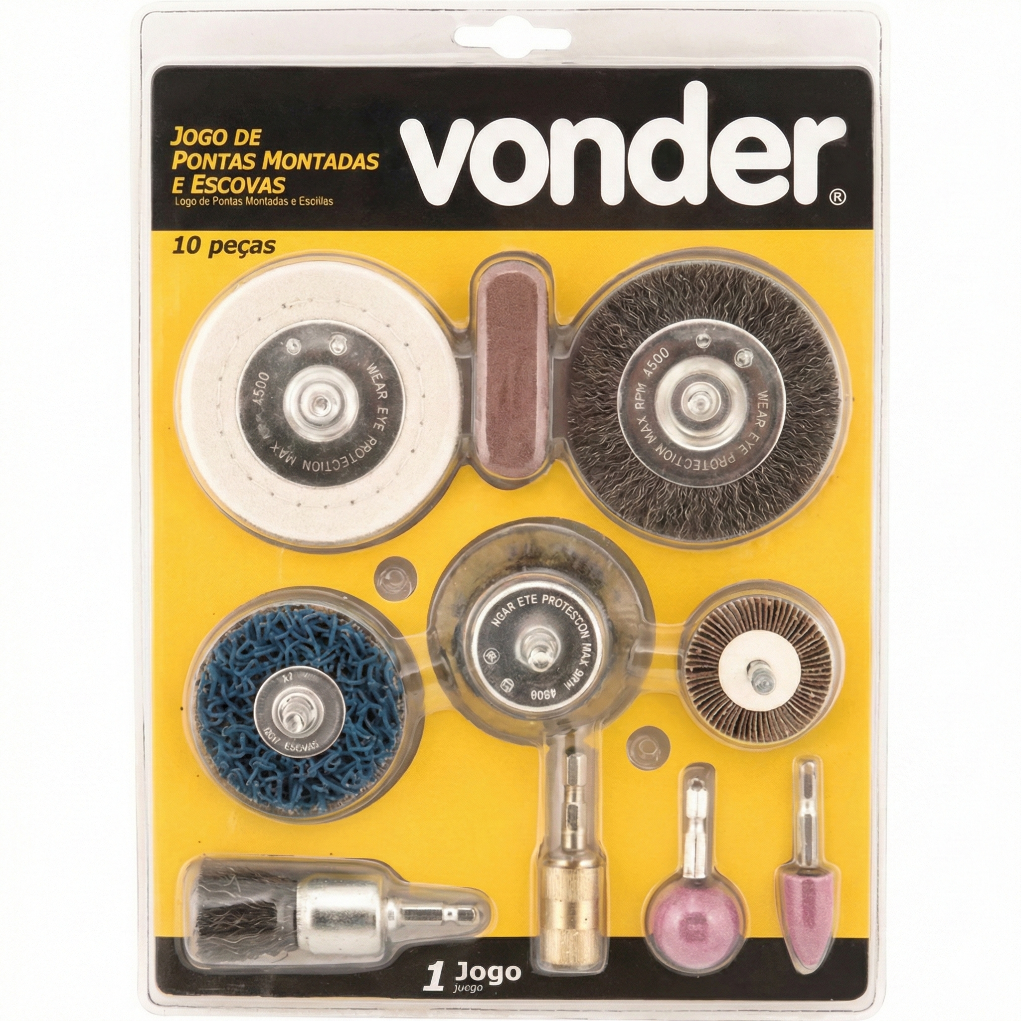 Jogo de Pontas Montadas e Escovas 10 Peças Vonder