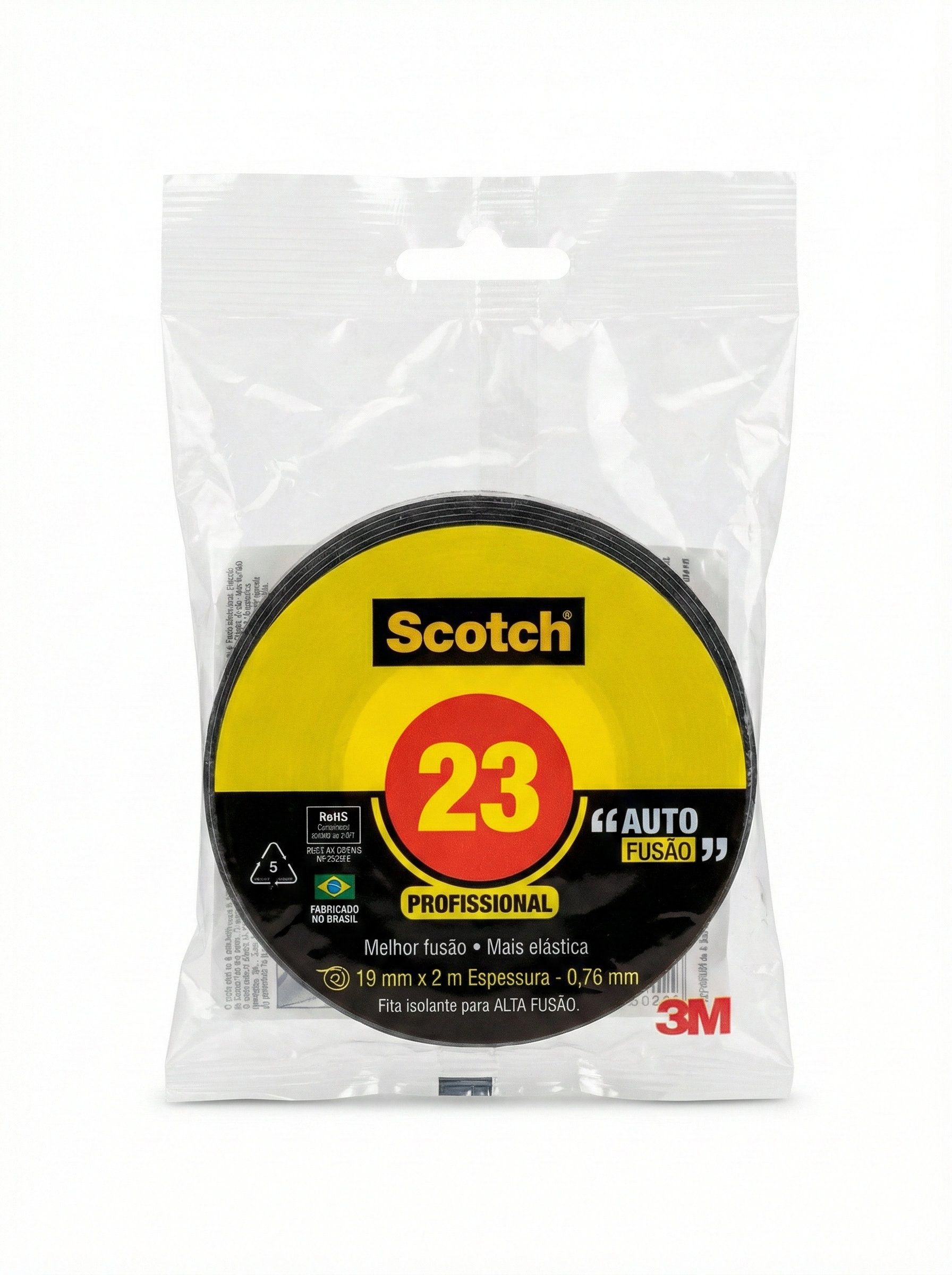 Fita Isolante 3M Scotch 23 Auto Fusão 19mm - Profissional Alta Tensão 69kV - 2m, 5m ou 10m
