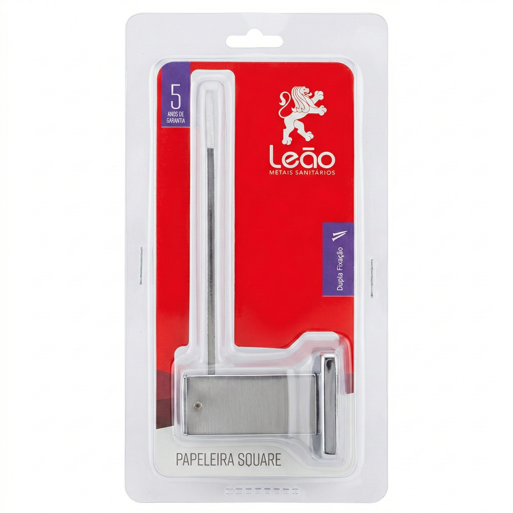 Porta Papel Higiênico de Parede em Metal Linha Square Cromada - Leão Metais
