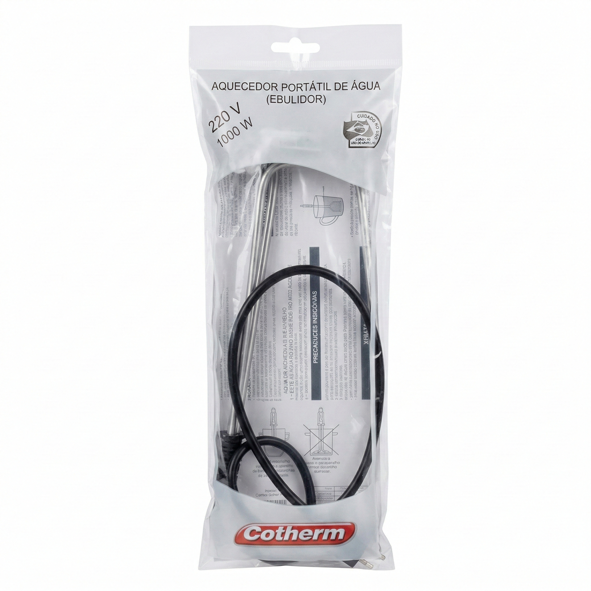 Ebulidor Aquecedor de Água Portátil Cotherm 220V - 1000W - Mergulhão "Rabo Quente"