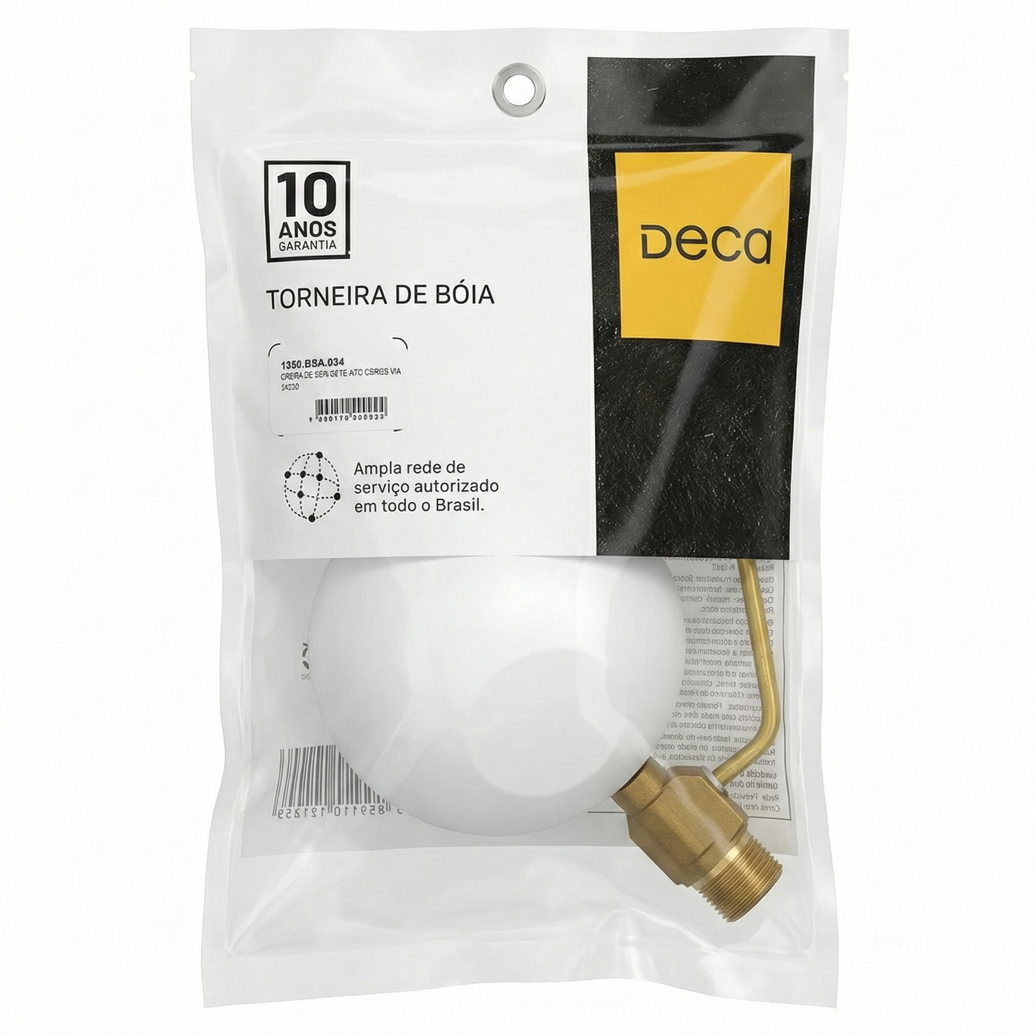 Torneira de Bóia para Caixa de Água Deca 3/4" (DN20) - Haste Metálica com Sede Anticorrosiva