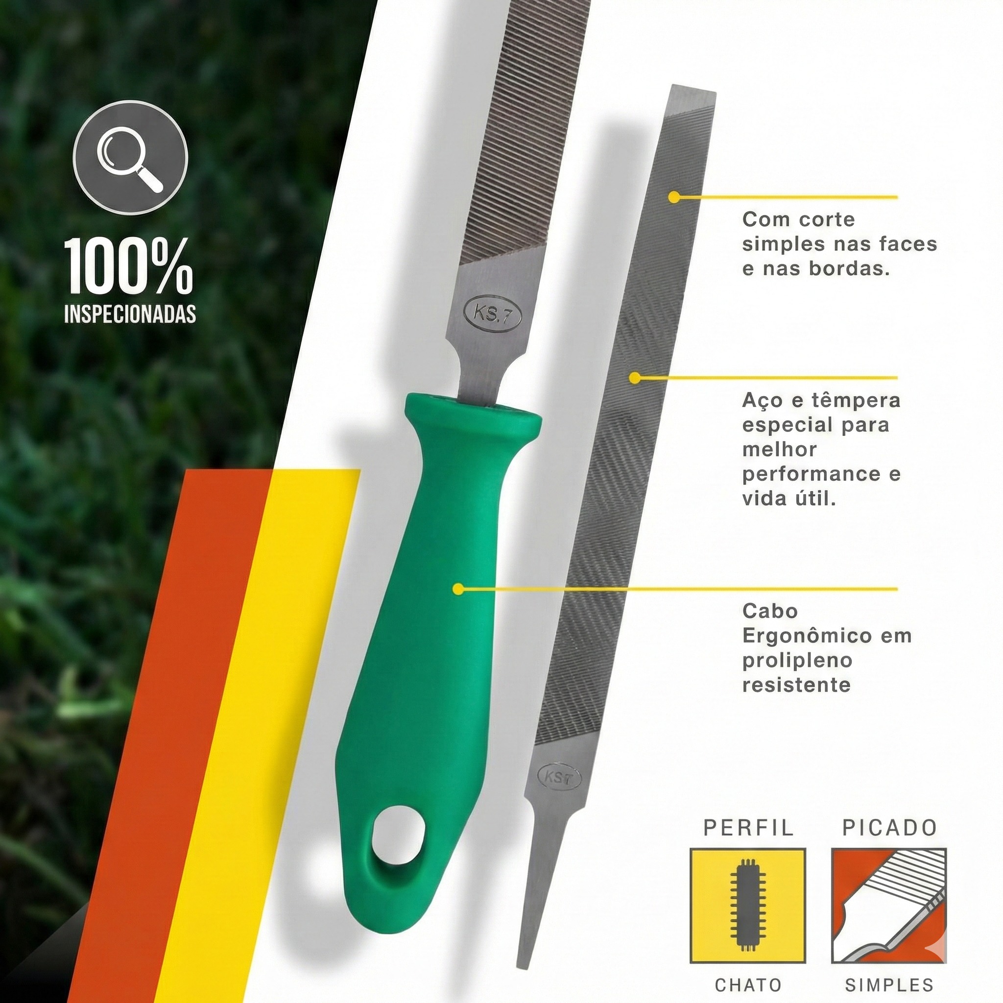 Lima Enxada 8" K&F Sem Cabo Aço Carbono Corte Simples Afiar Facão Foice - Ref 08992