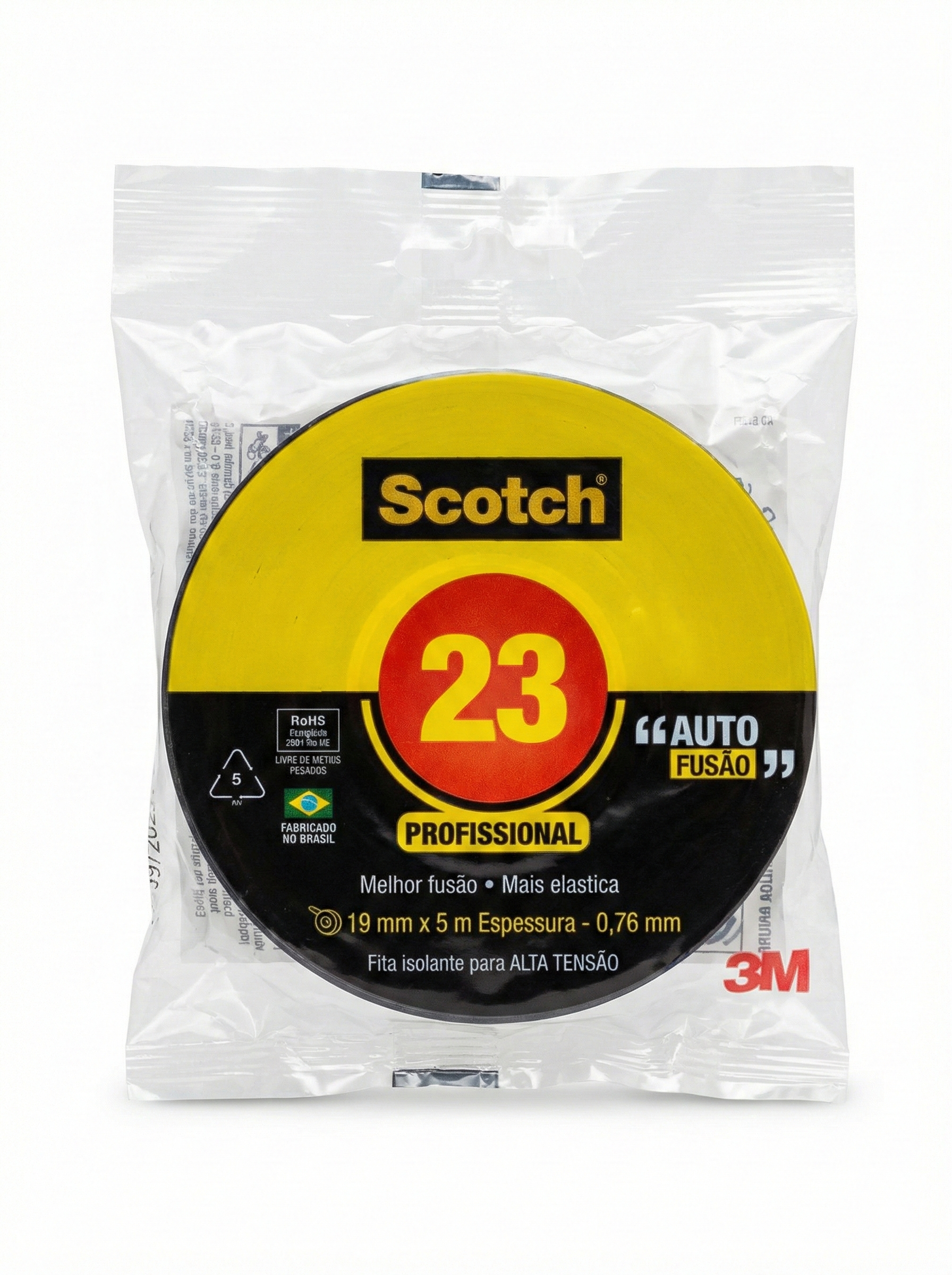 Fita Isolante 3M Scotch 23 Auto Fusão 19mm - Profissional Alta Tensão 69kV - 2m, 5m ou 10m