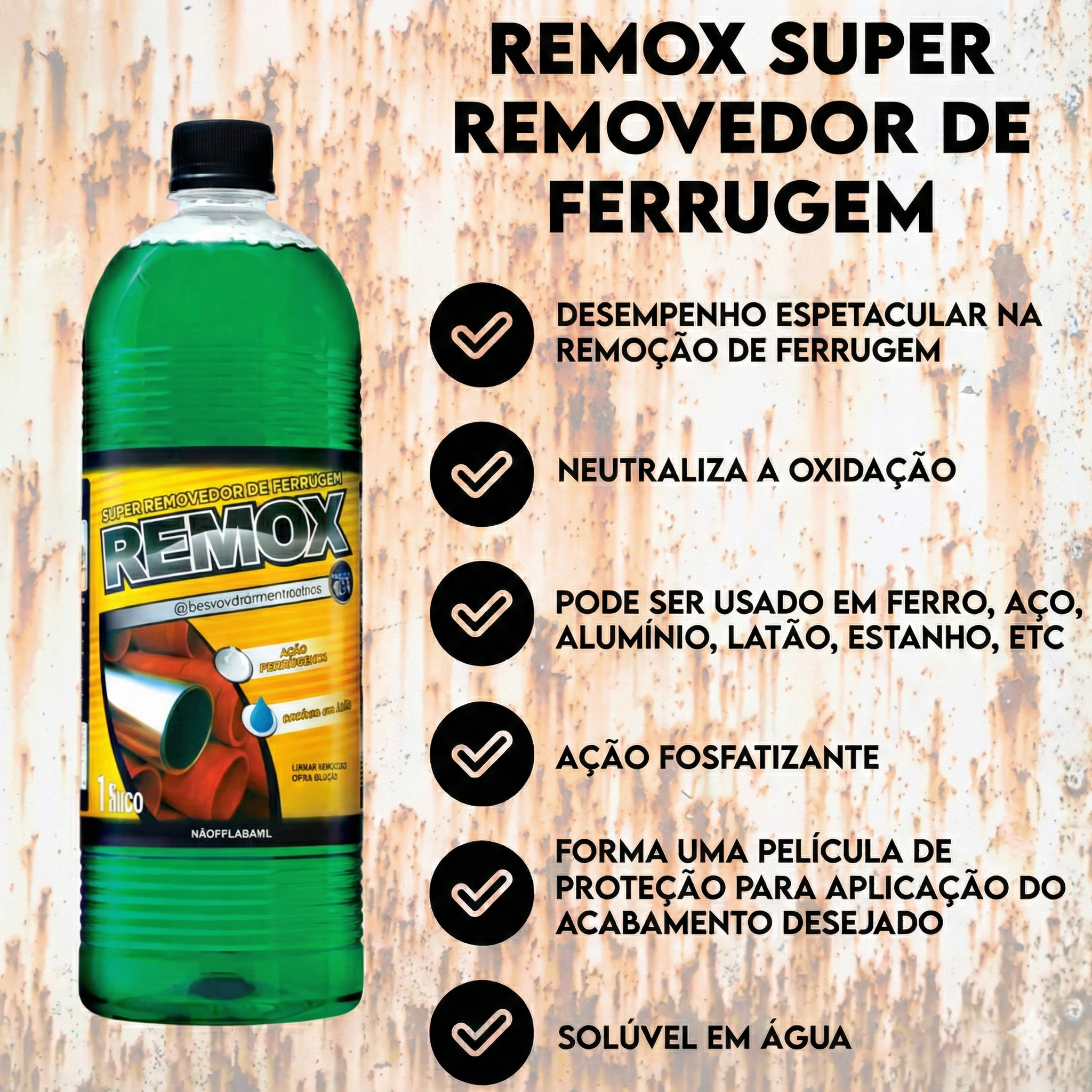 Removedor Neutralizador de Ferrugem Remox para Metais 500ml