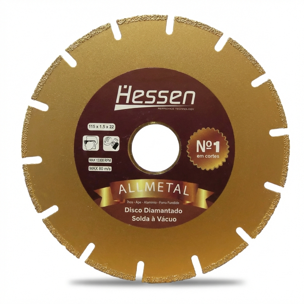 Disco Diamantado Allmetal 180mm Hessen Solda a Vácuo para Metais