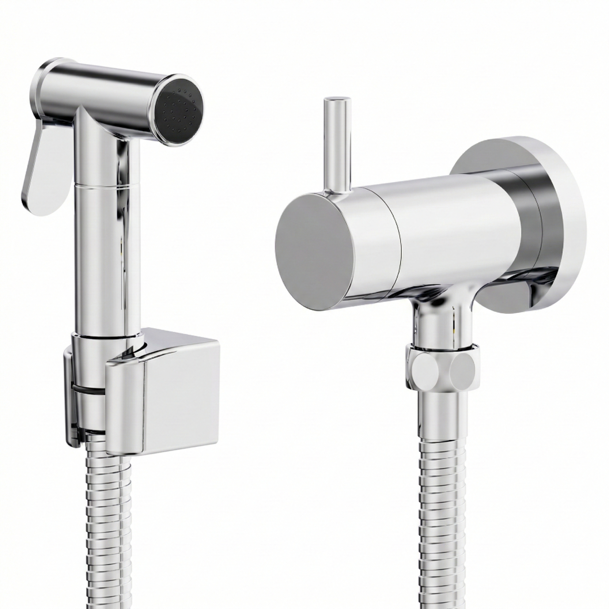 Ducha Higiênica Slim com Registro e Gatilho Metal Cromado 1/4 de Volta - Leão Metais