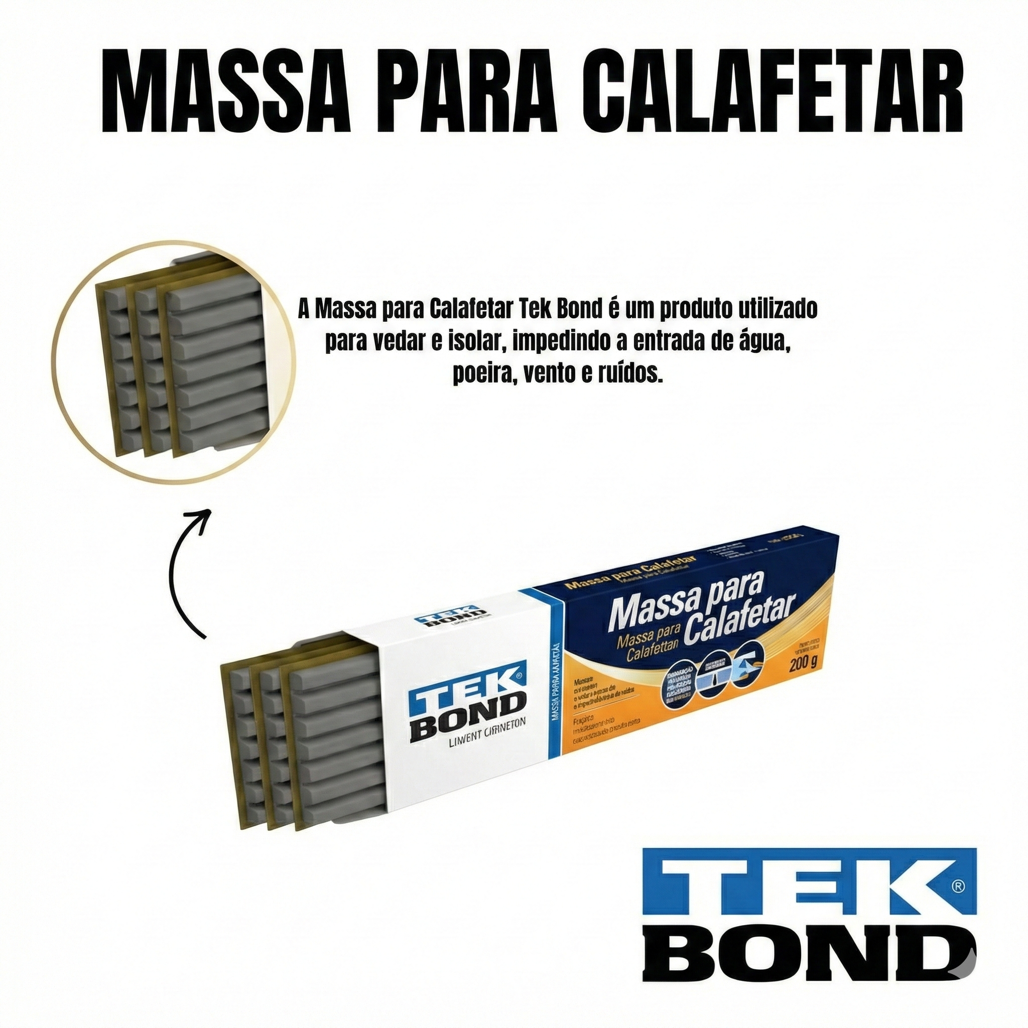 Massa de Calafetar Tekbond Cinza 350g Flexível e Durável