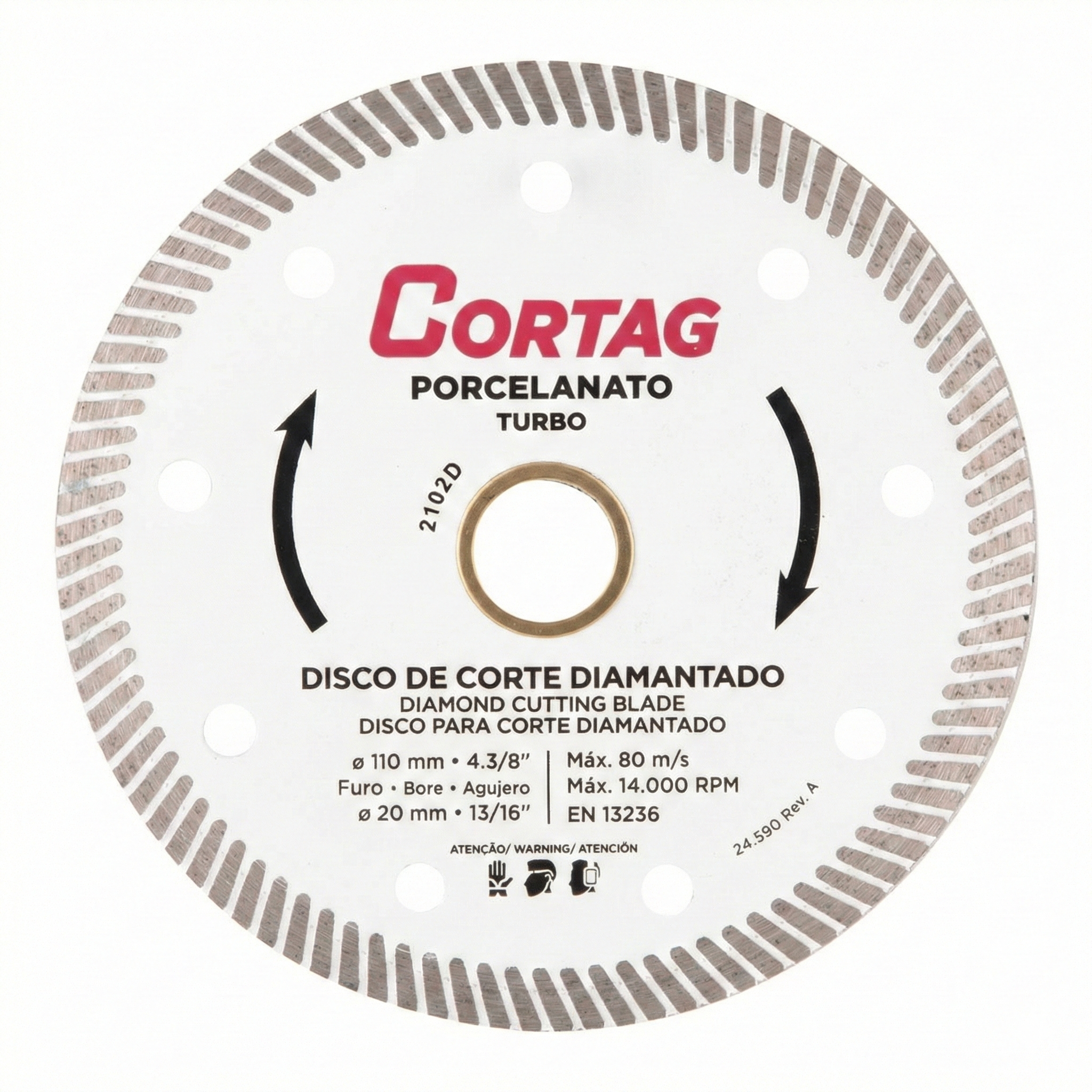 Disco Diamantado Porcelanato Turbo Fino Cortag 110mm x 20mm Branco