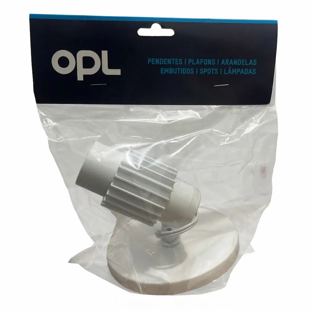 Spot Aletado Alumínio 1xE27 Branco OPL – Spot de Sobrepor Direcionável para Teto