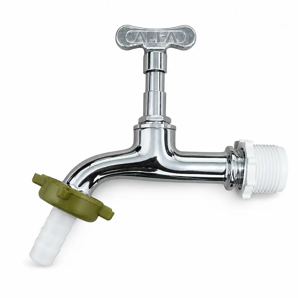 Torneira Jardim Curta CR 1/2 Alfa Metal Cromado com Bico Cod. 1128