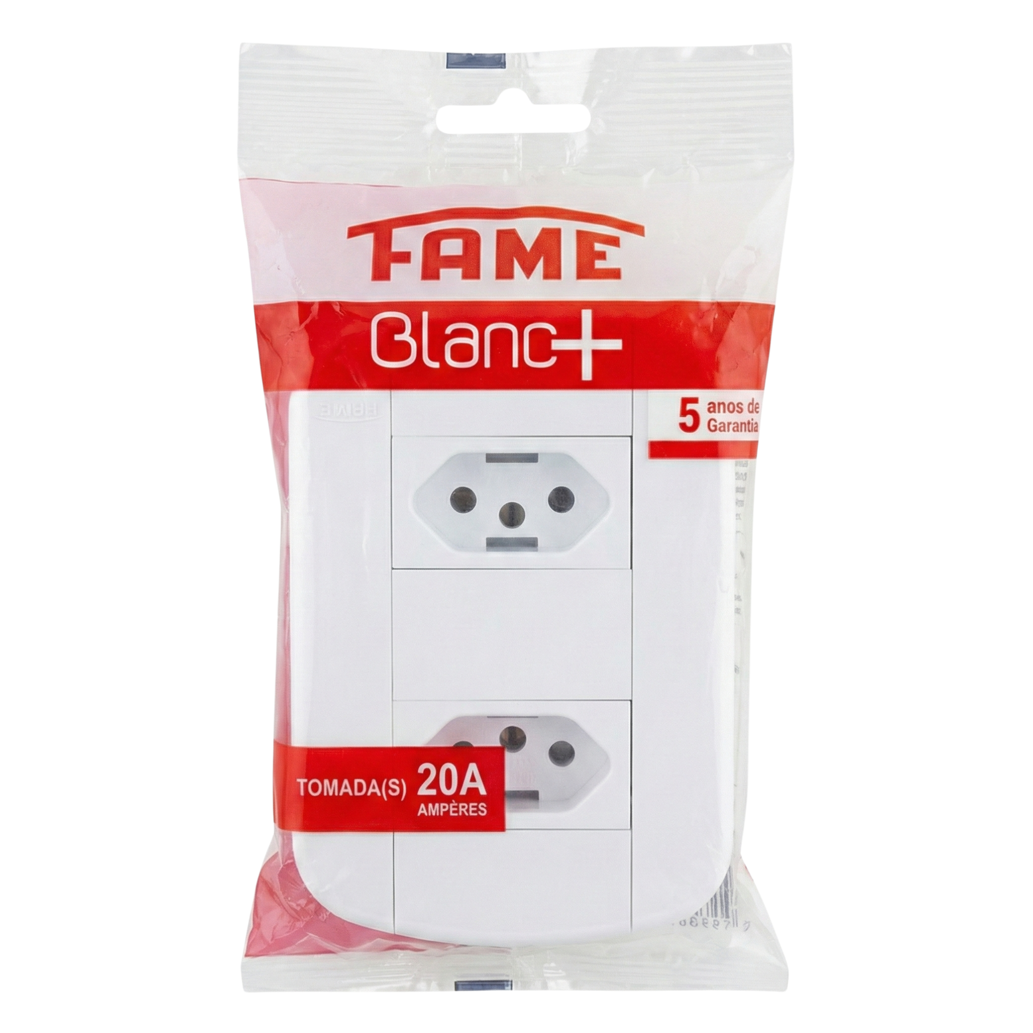 Conjunto 2 Tomadas Dupla FAME Blanc+ 20A 250V 4x2 - Padrão 3 Pinos Grosso
