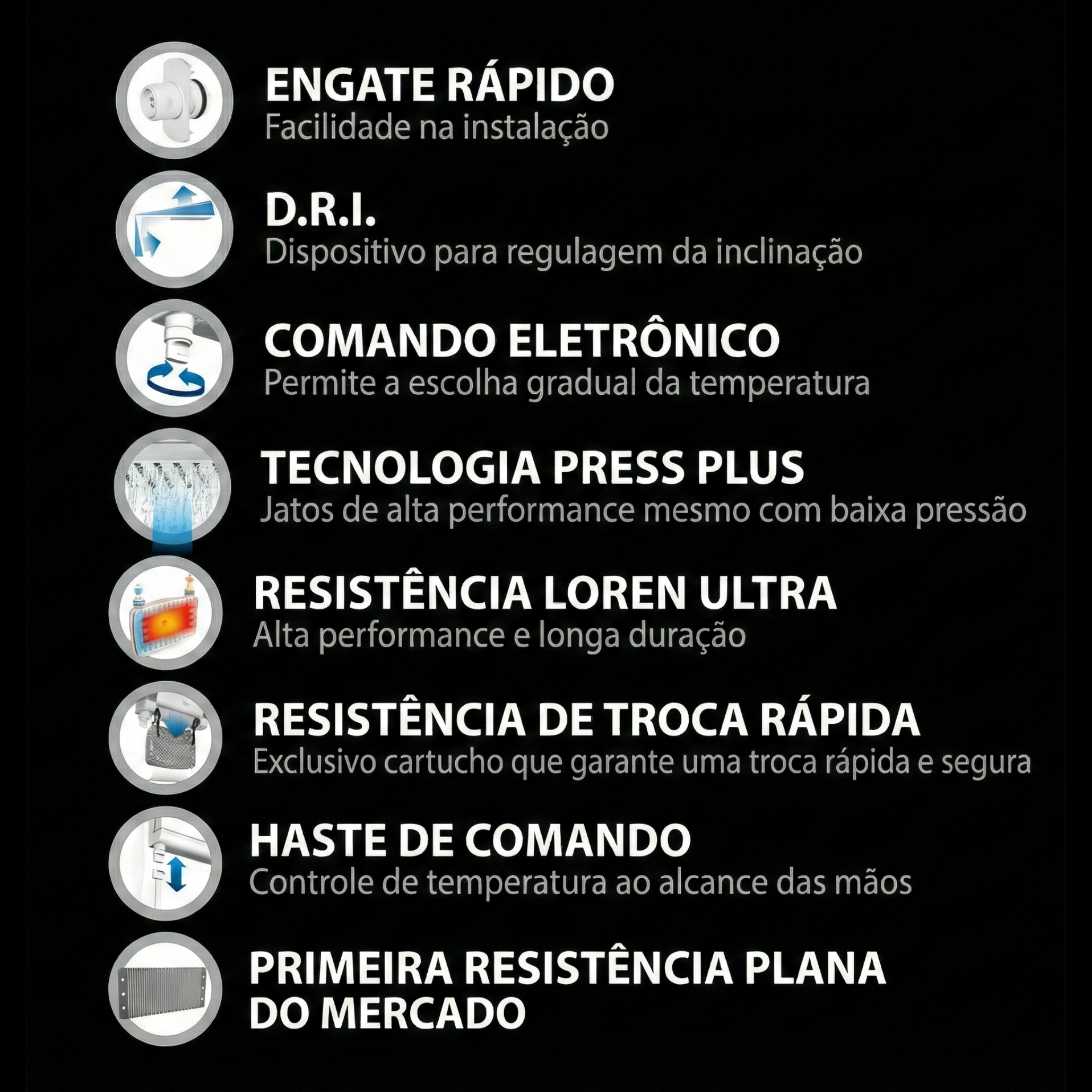 Ducha Lorenzetti Acqua Storm Ultra Eletrônica Black/Cromado - Design Ultrafino