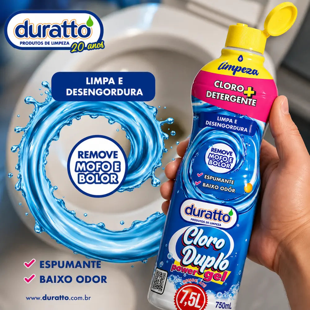 Cloro Duplo Power Gel Duratto 750ml Limpeza Pesada Remove Mofo e Bolor