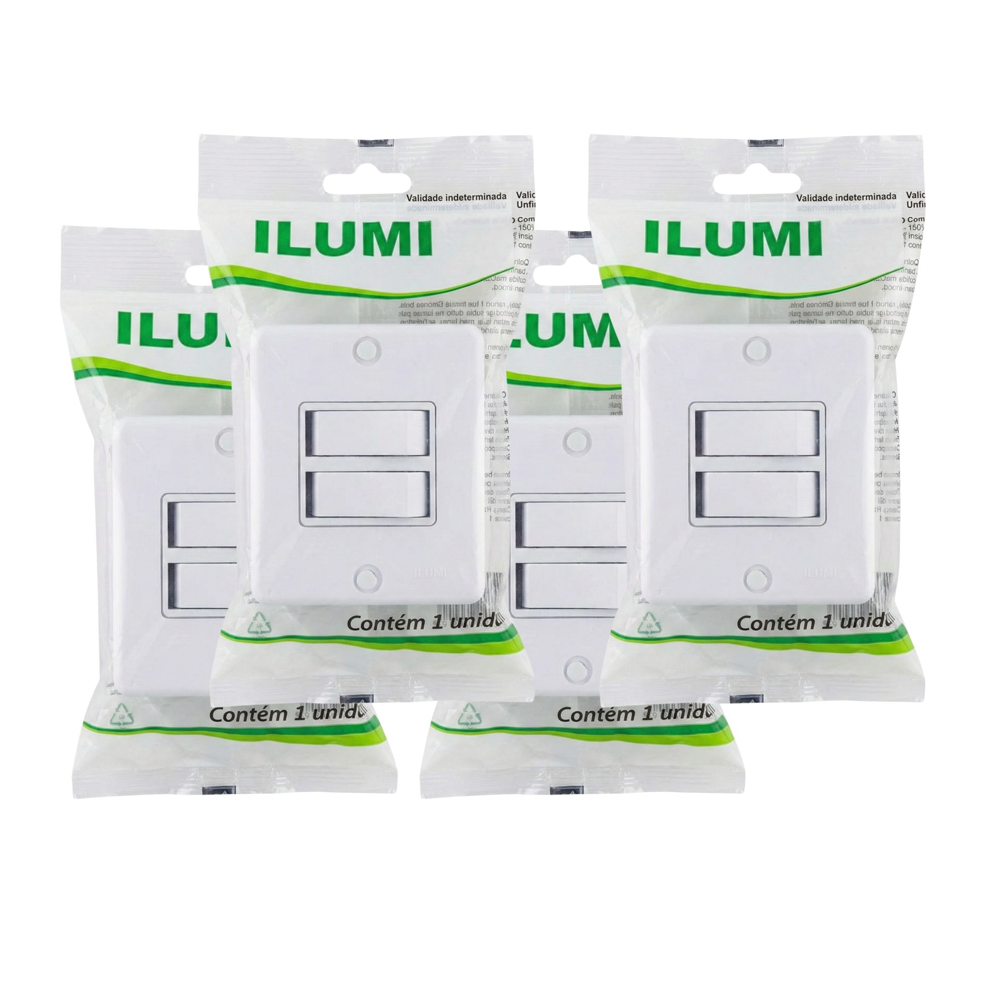 Interruptor Duplo de Sobrepor Ilumi Sistema X - 2 Teclas Simples
