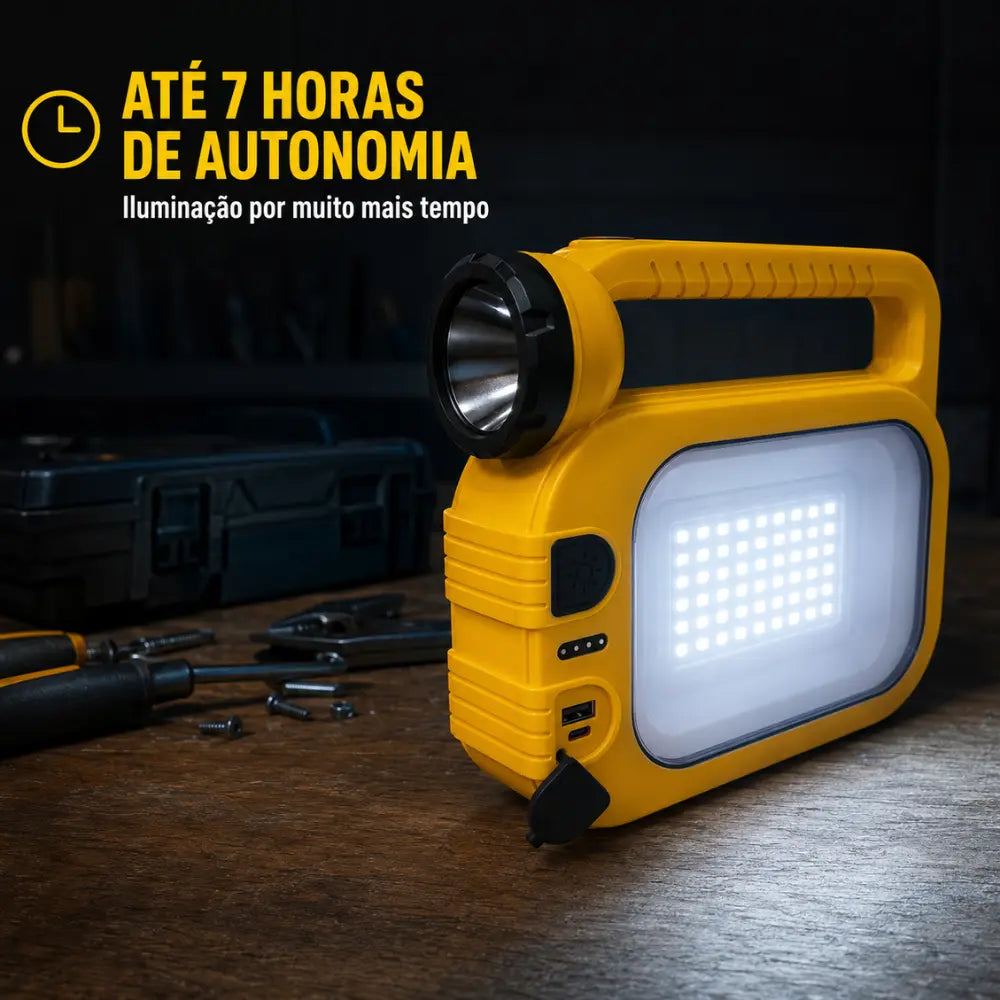 Lanterna LED Taschibra Hudson Solar Recarregável 5W com Refletor e Powerbank