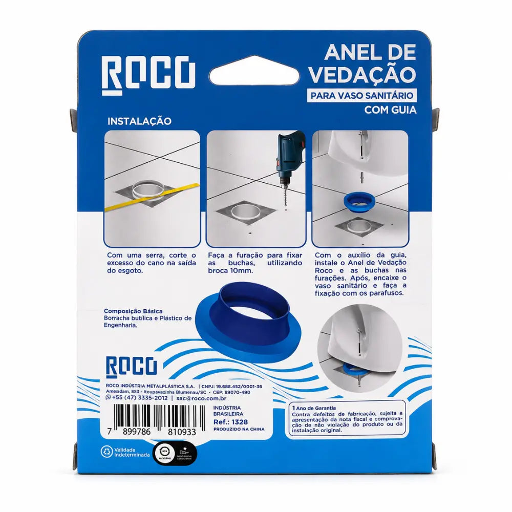 Anel de Vedação para Vaso Sanitário Roco com Guia Ref. 1328