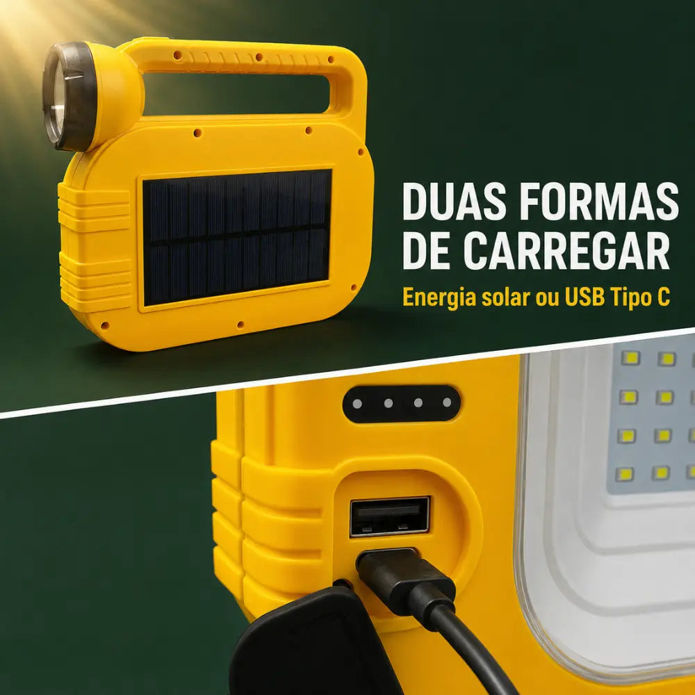 Lanterna LED Taschibra Hudson Solar Recarregável 5W com Refletor e Powerbank