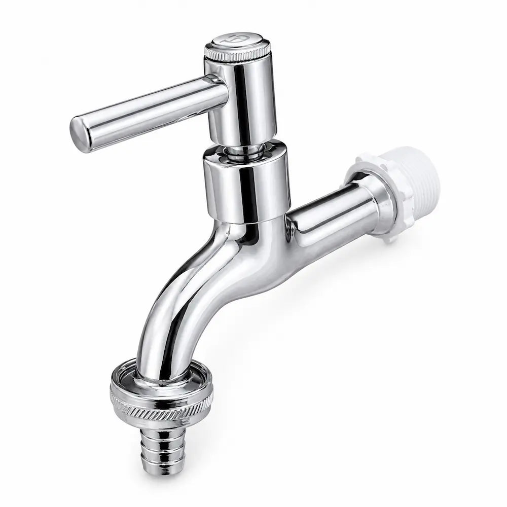 Torneira Jardim Longa C61 1/2 Alfa Metal Cromado 1/4 Volta com Bico Metálico