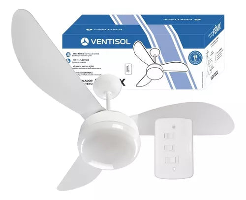 Ventilador De Teto Ventisol Fênix Branco Com 3 Pás De Plástico, 96 cm De Diâmetro 220 v