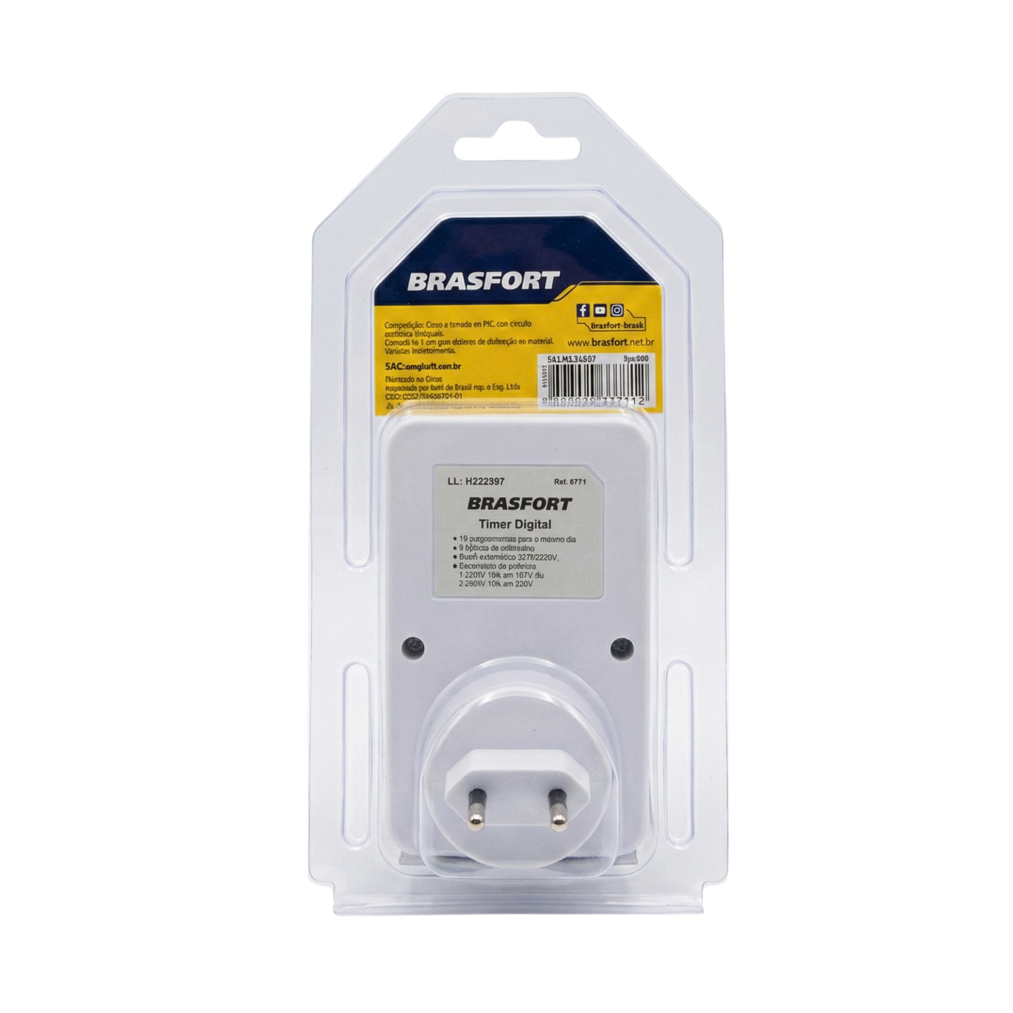 Timer Digital Brasfort Bivolt 8771 – Programador de Tomada com 16 Programações Automáticas