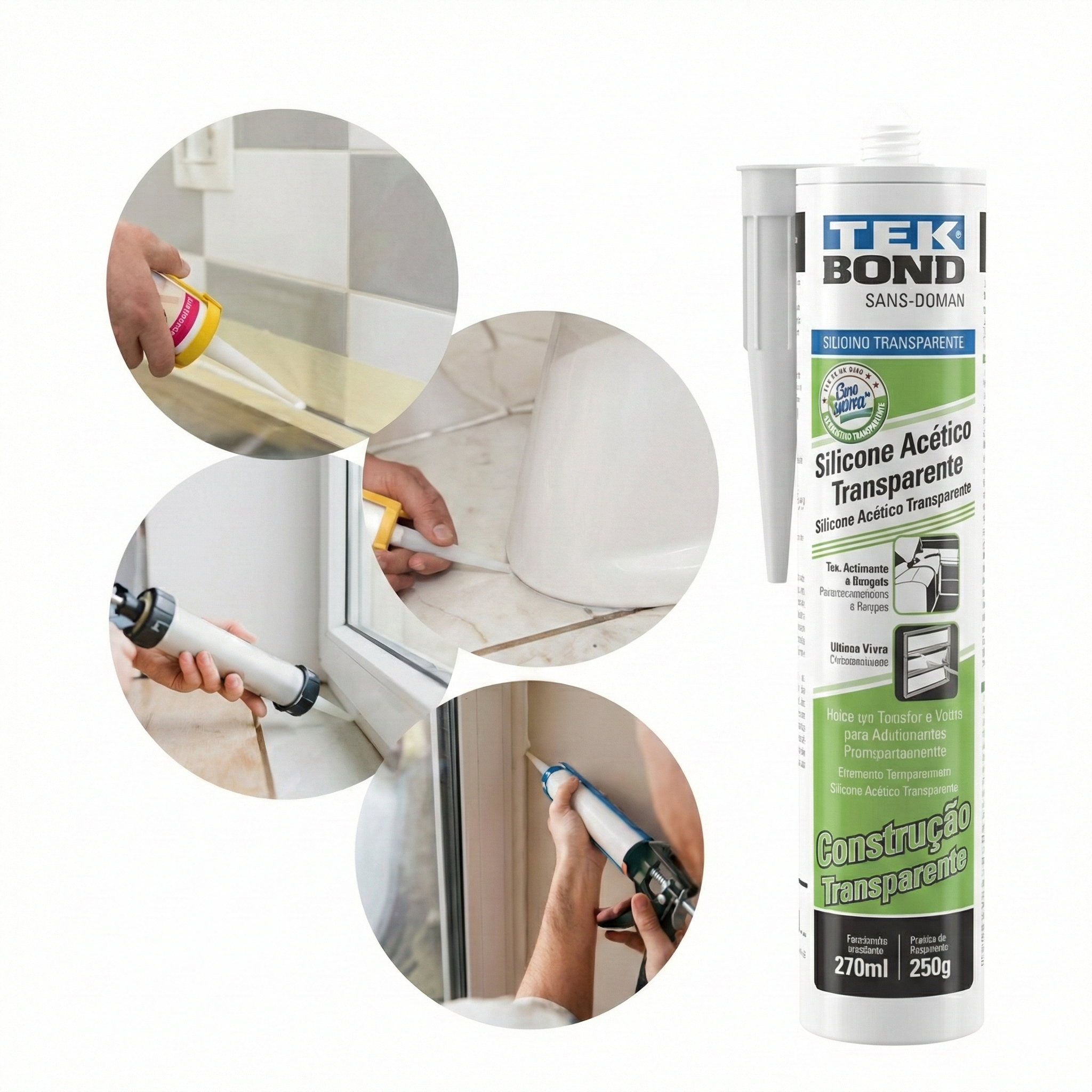 Silicone Acético Transparente TekBond 256g / 270ml – Vedação e Selagem Profissional