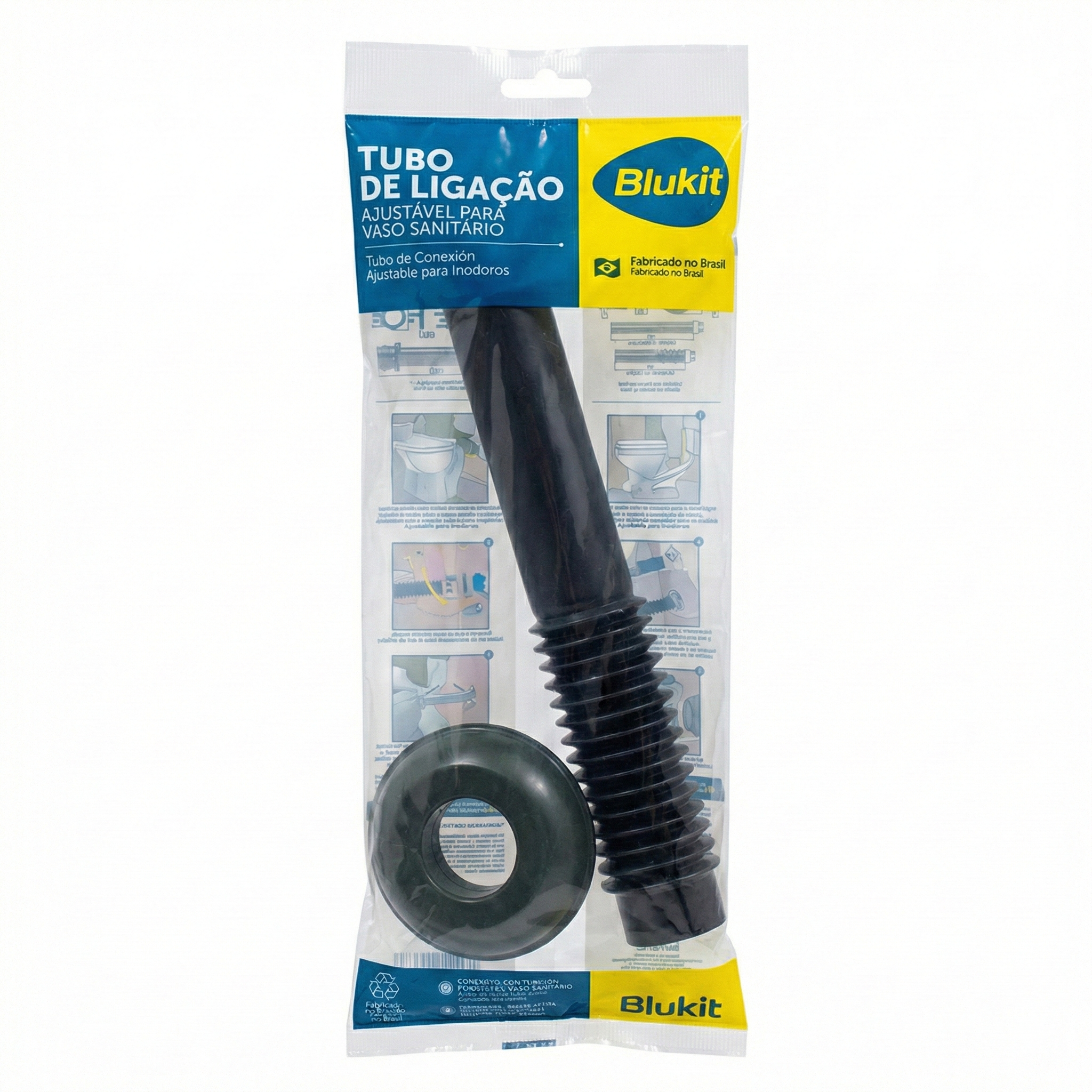 Tubo de Ligação Ajustável Sanfonado para Vaso Sanitário 26cm Blukit