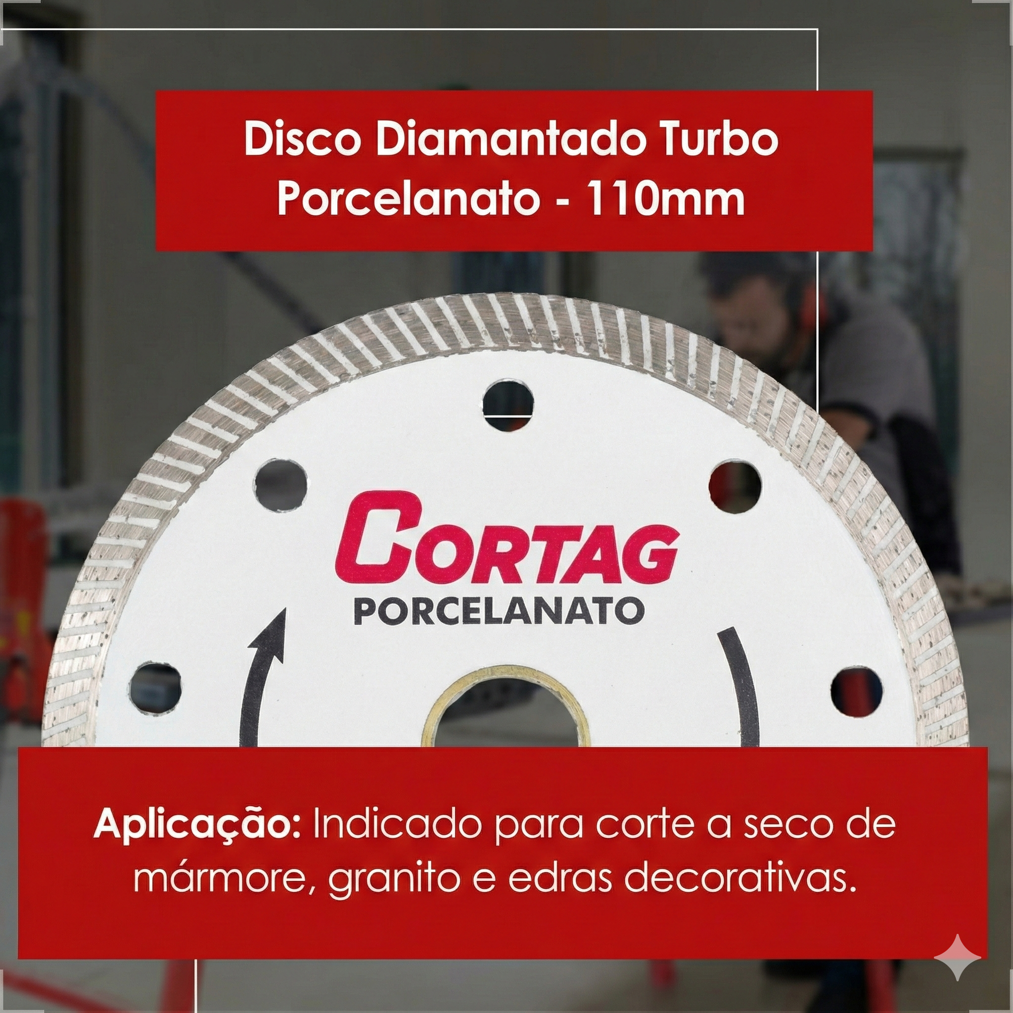 Disco Diamantado Porcelanato Turbo Fino Cortag 110mm x 20mm Branco