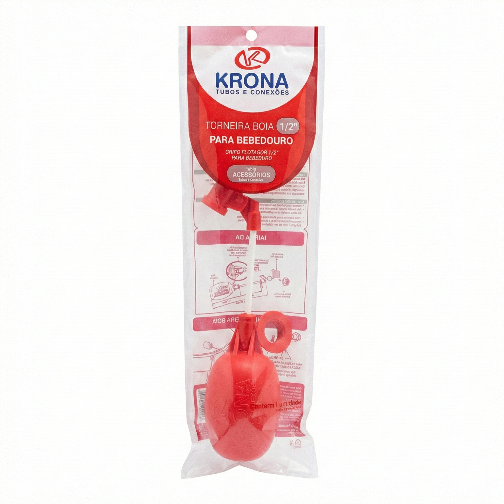 Torneira de Bóia para Bebedouro Krona 1/2" Pequena - Haste Ajustável