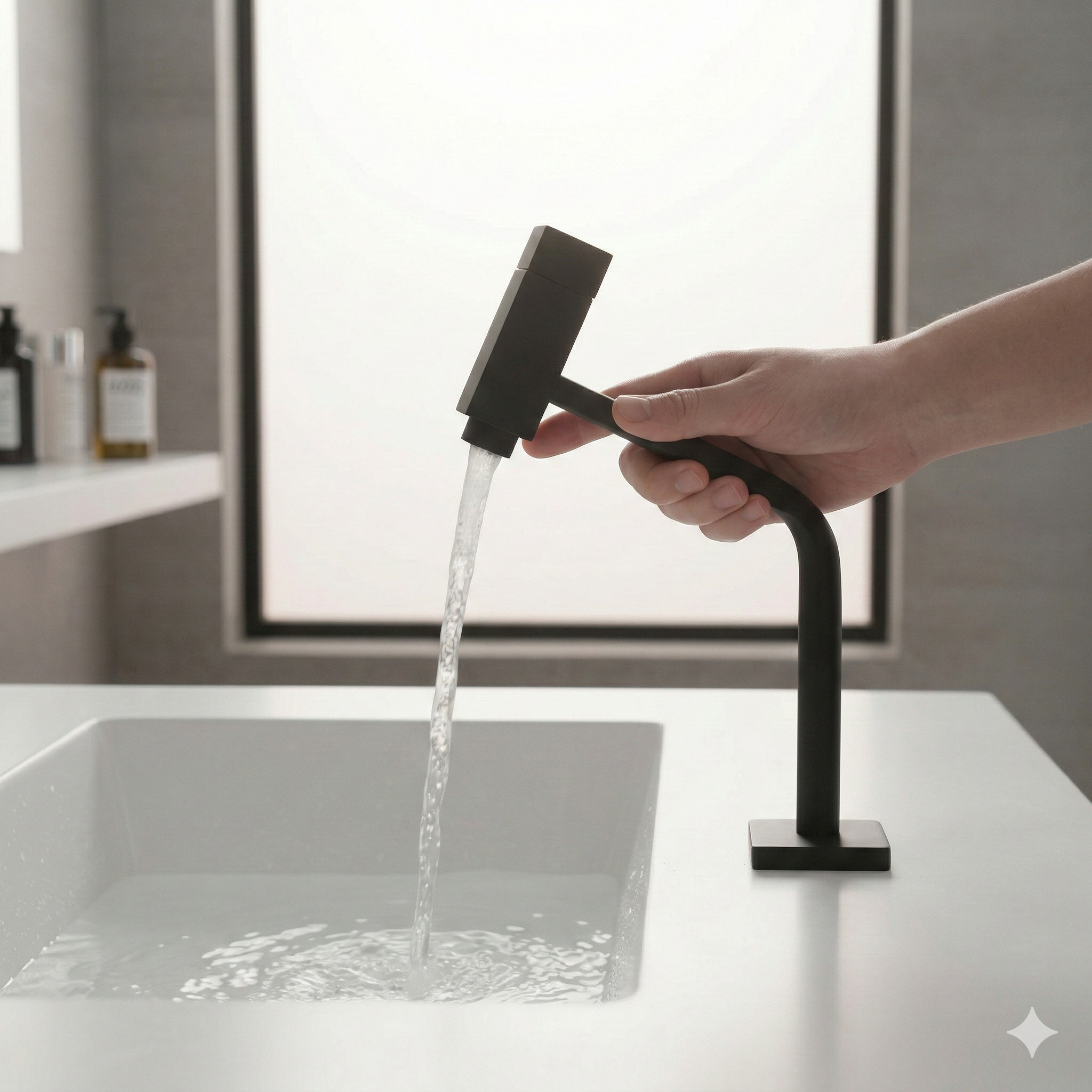 Torneira para Lavatório de Mesa Slim Platz Preto Fosco (Matte Black) - Leão Metais 8140