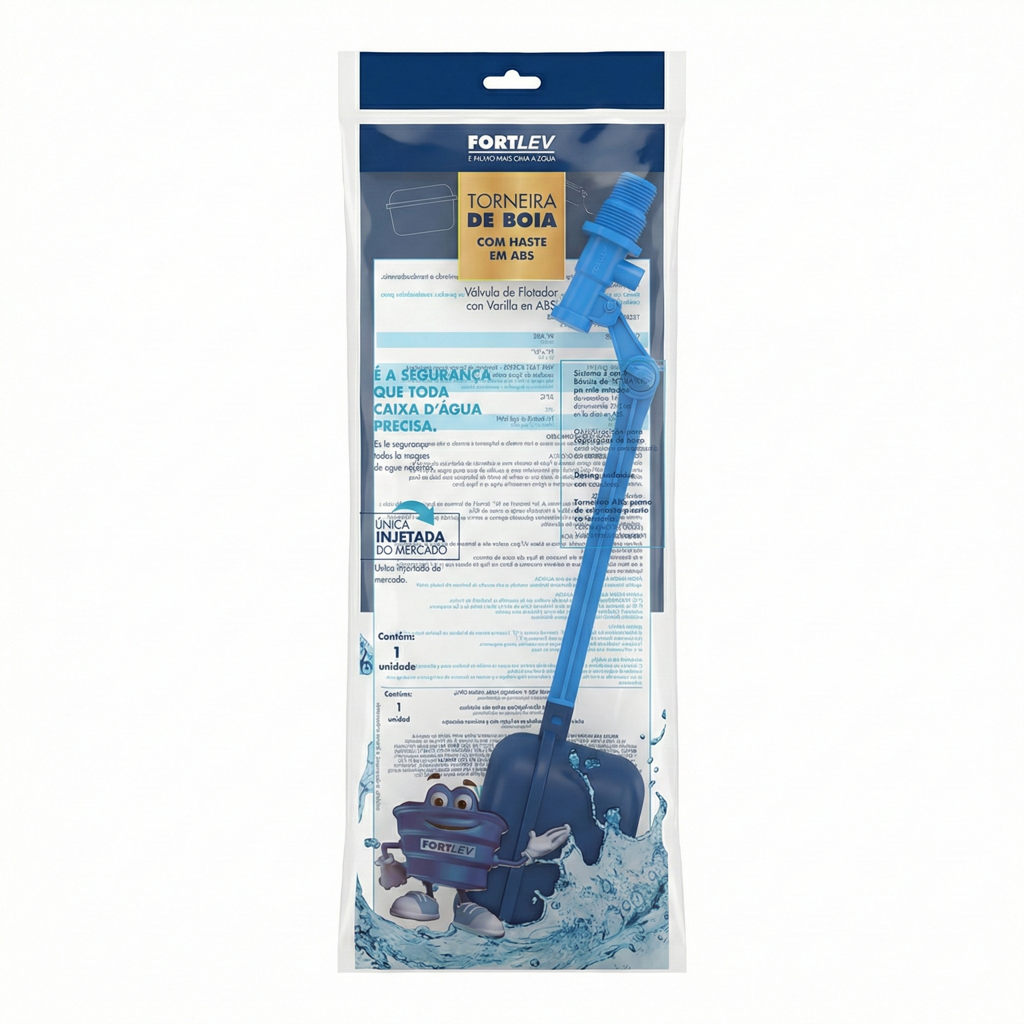 Torneira de Bóia para Caixa de Água Fortlev 2 em 1 (1/2" e 3/4") - Haste em ABS com Catraca Regulável