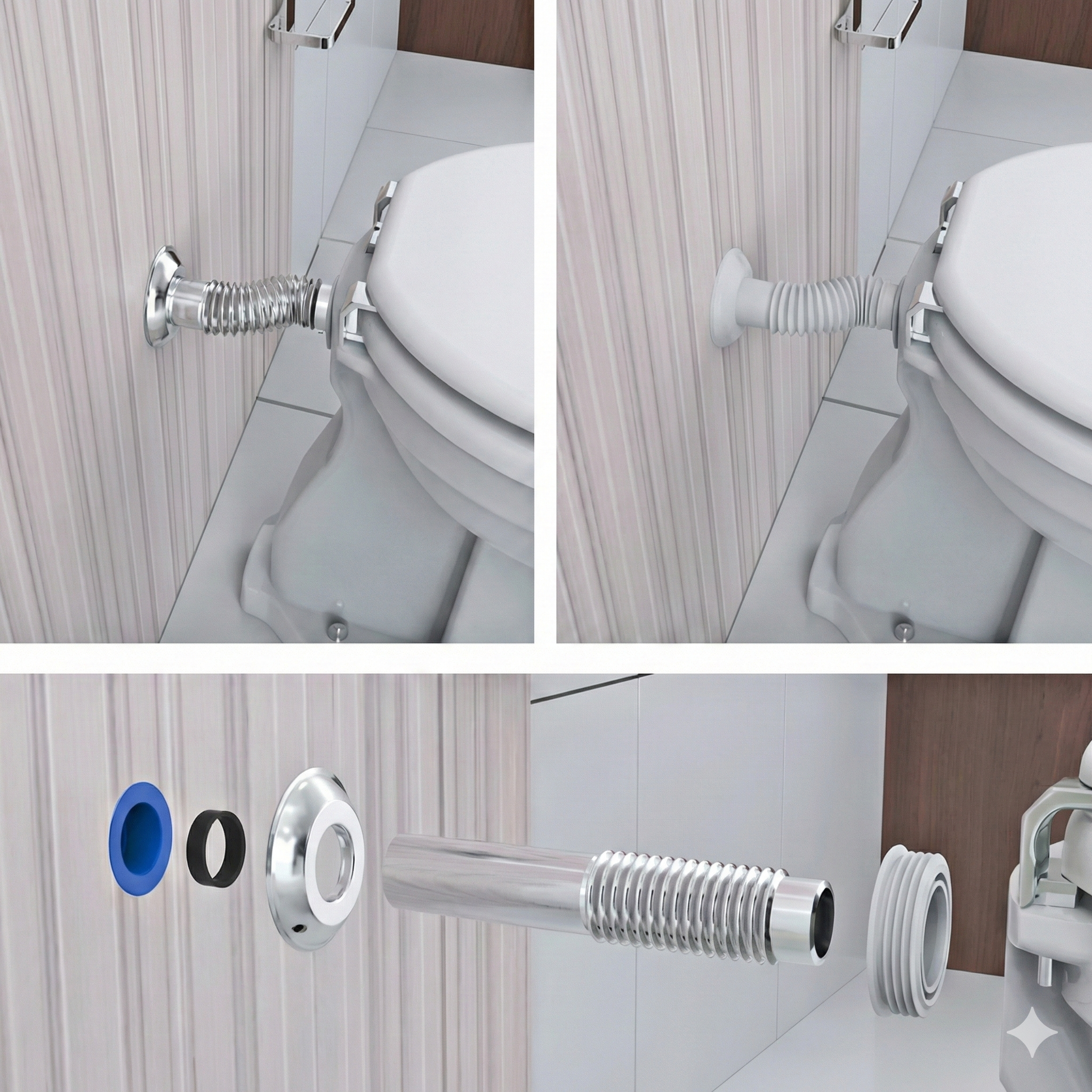 Tubo de Ligação Ajustável Sanfonado para Vaso Sanitário 26cm Blukit