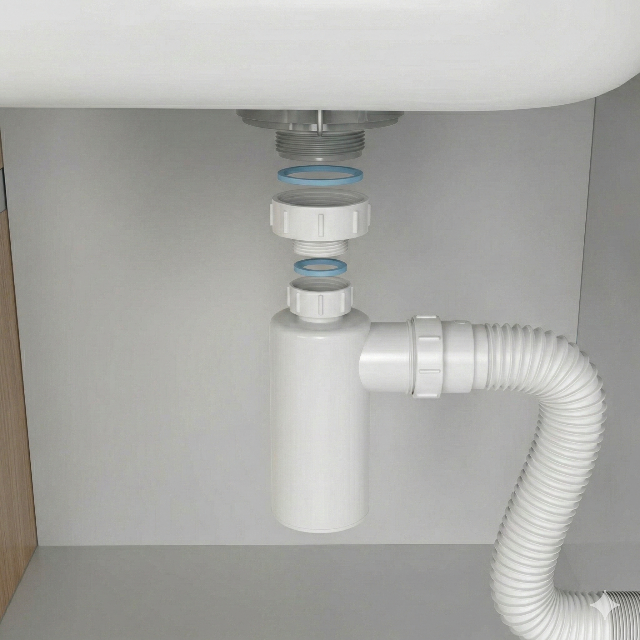 Sifão Copo Flexível Branco para Lavatório 7/8" com Canopla - Blukit