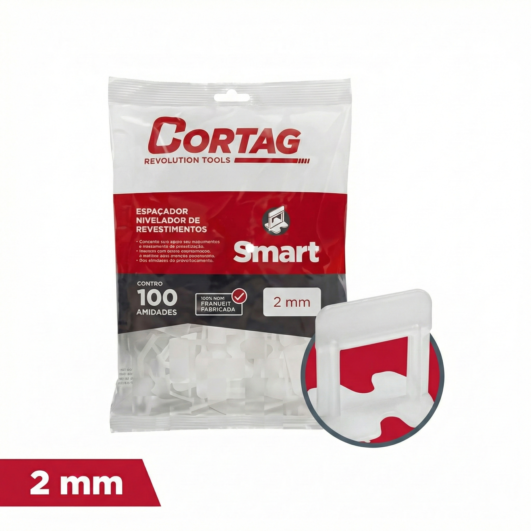 Espaçador Nivelador Smart Cortag Revolution Tools - Sistema Profissional 100 Unidades - 1,5mm ou 2mm