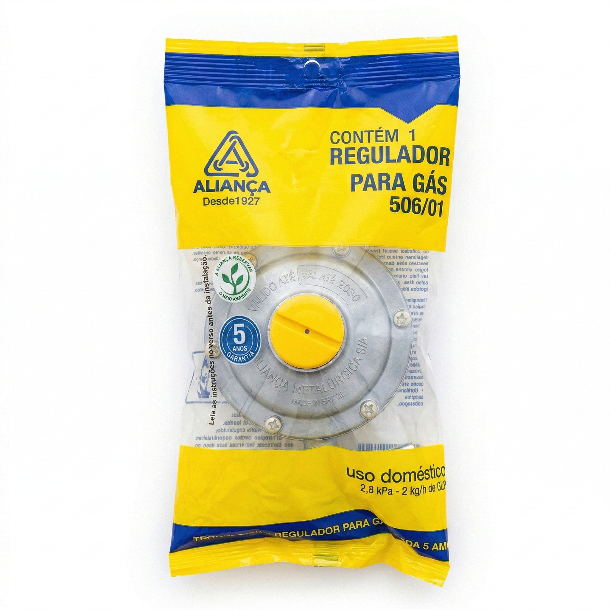 Regulador de Gás GLP Aliança 506/01 Baixa Pressão 2kg/h Doméstico - Grande Original